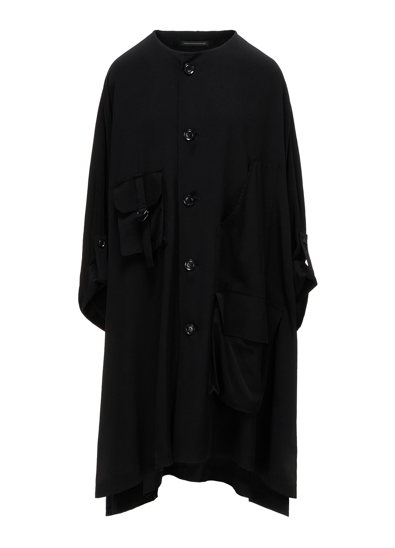 TA/PE CREPE DE CHINE COLLARLESS DOLMAN COAT
