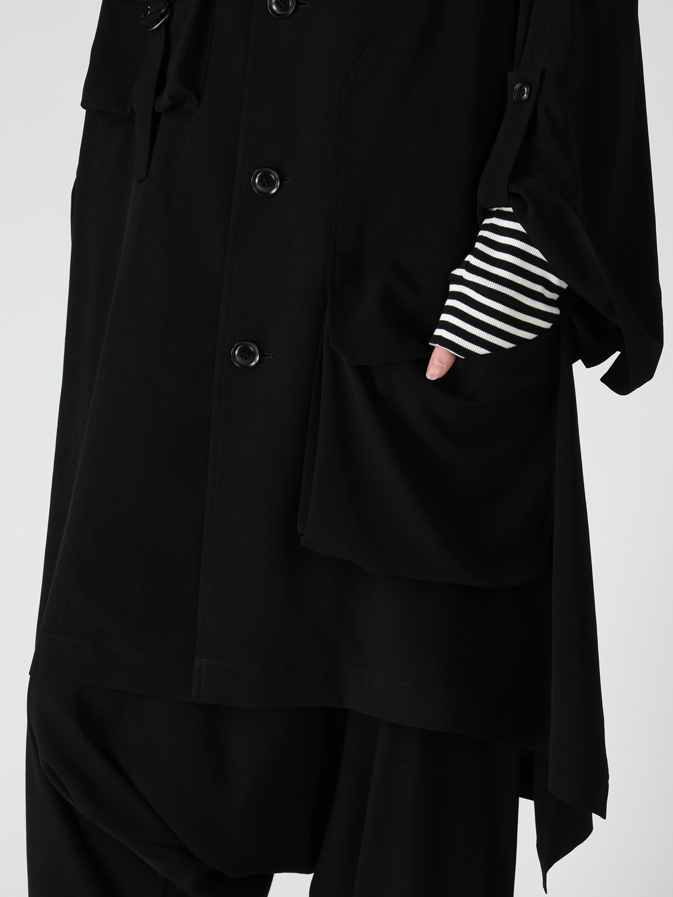 TA/PE CREPE DE CHINE COLLARLESS DOLMAN COAT