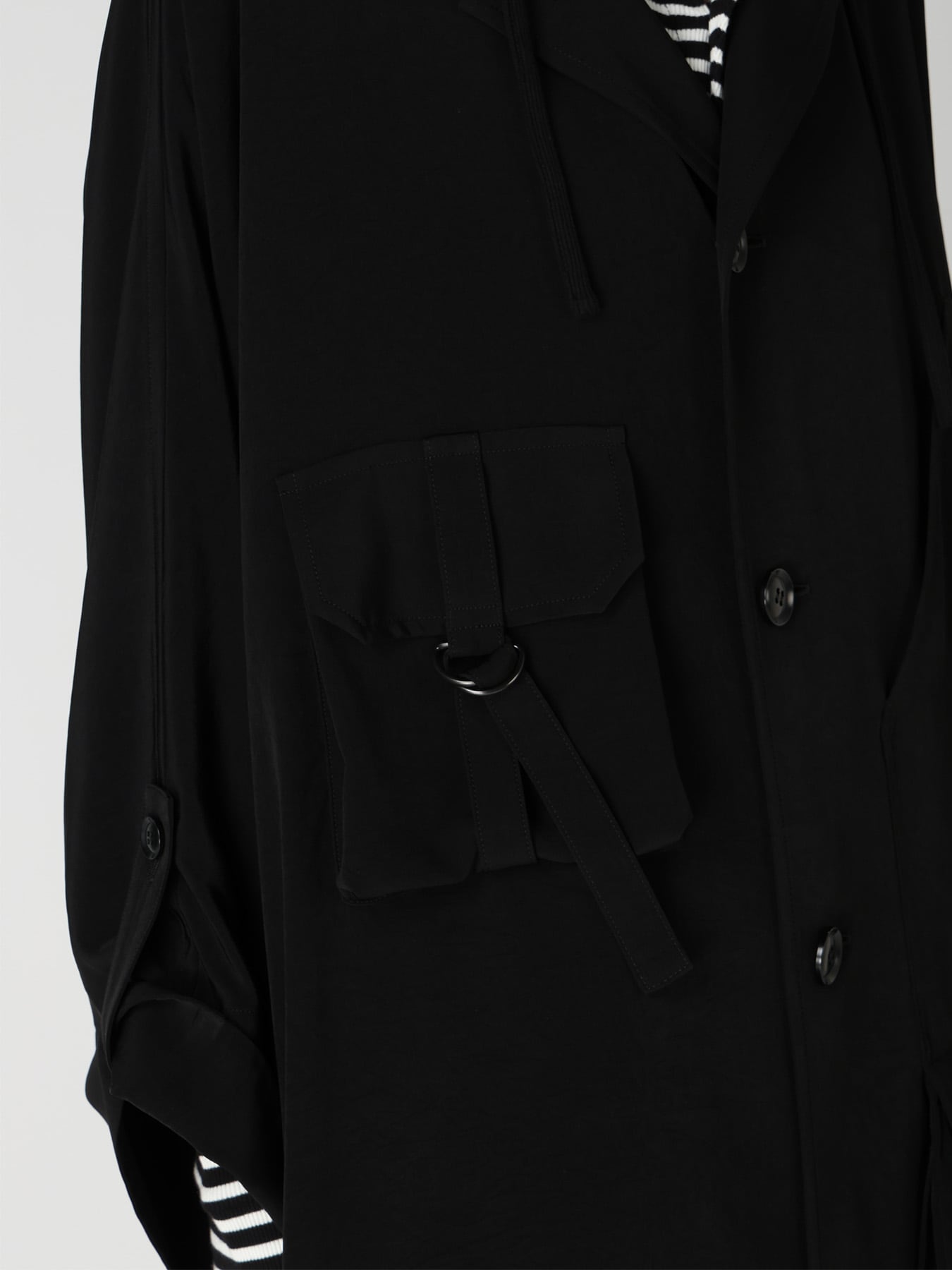 TA/PE CREPE DE CHINE COLLARLESS DOLMAN COAT