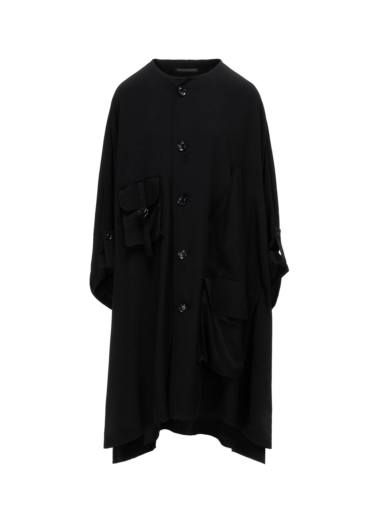 TA/PE CREPE DE CHINE COLLARLESS DOLMAN COAT