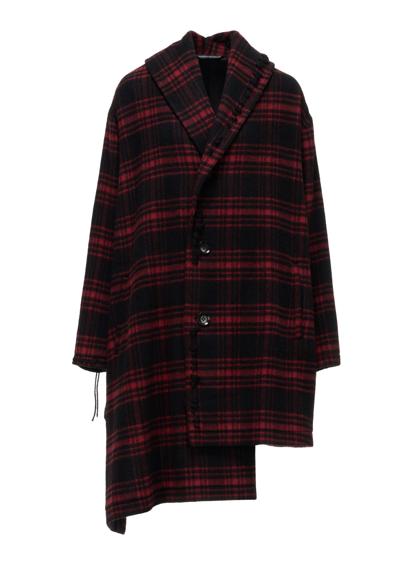 SHAGGY PLAID ASYMMETRIC HALF COAT