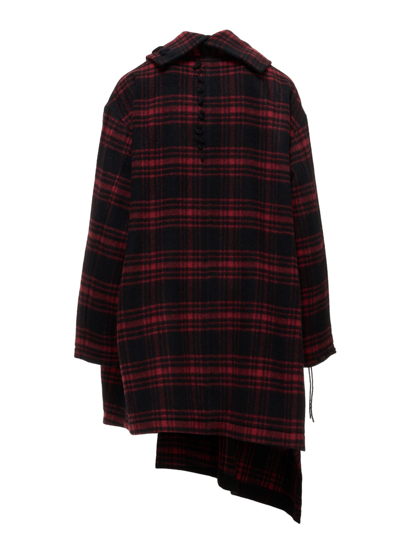 SHAGGY PLAID ASYMMETRIC HALF COAT