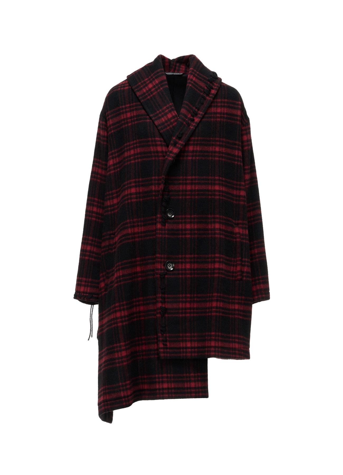 SHAGGY PLAID ASYMMETRIC HALF COAT