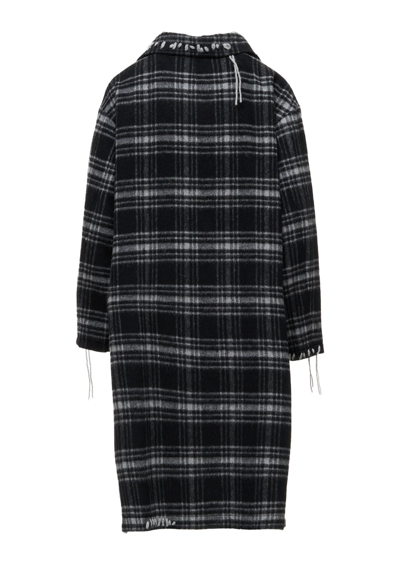 SHAGGY PLAID BIG COLLAR ZIPPER COAT