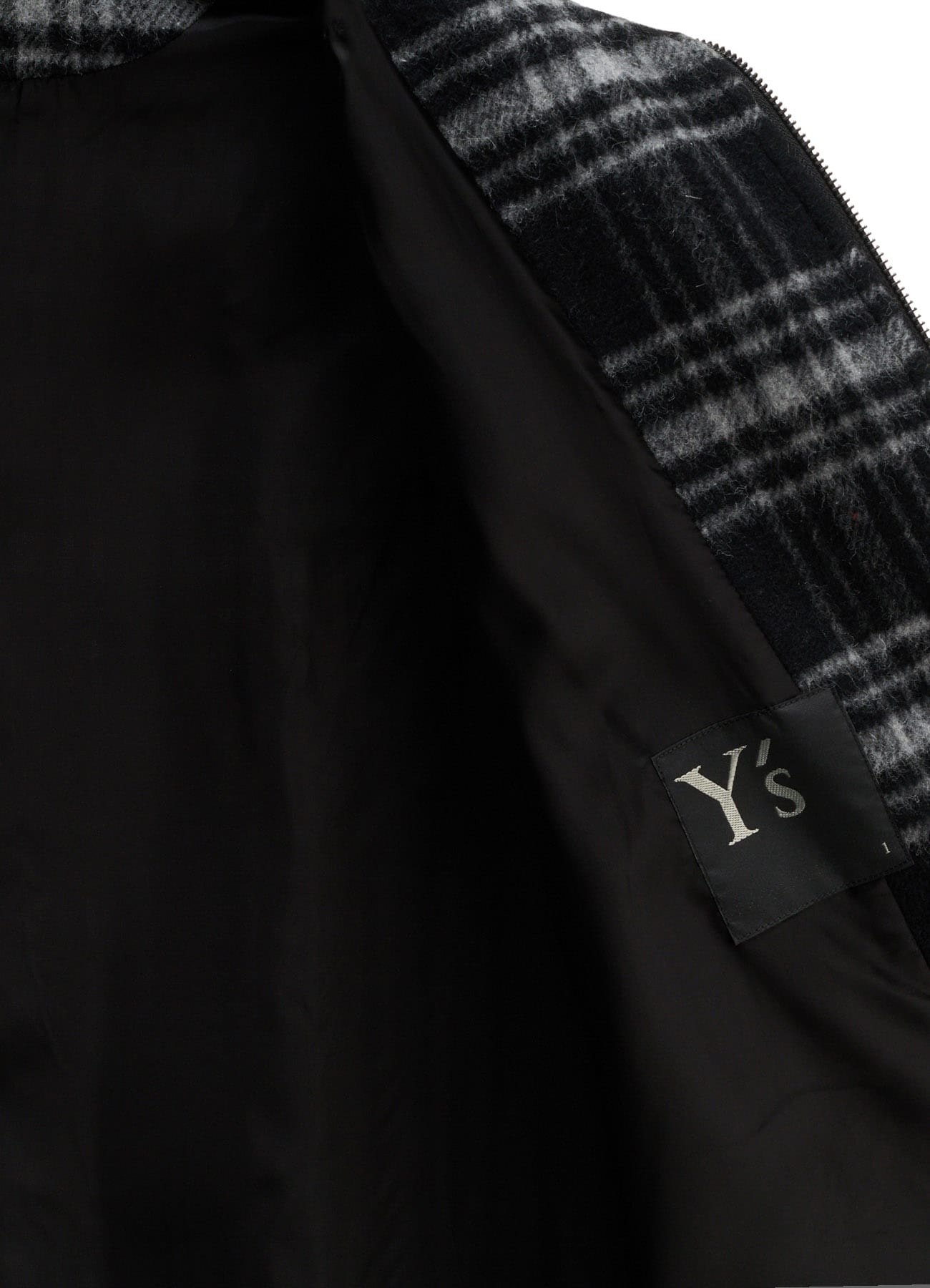 SHAGGY PLAID BIG COLLAR ZIPPER COAT