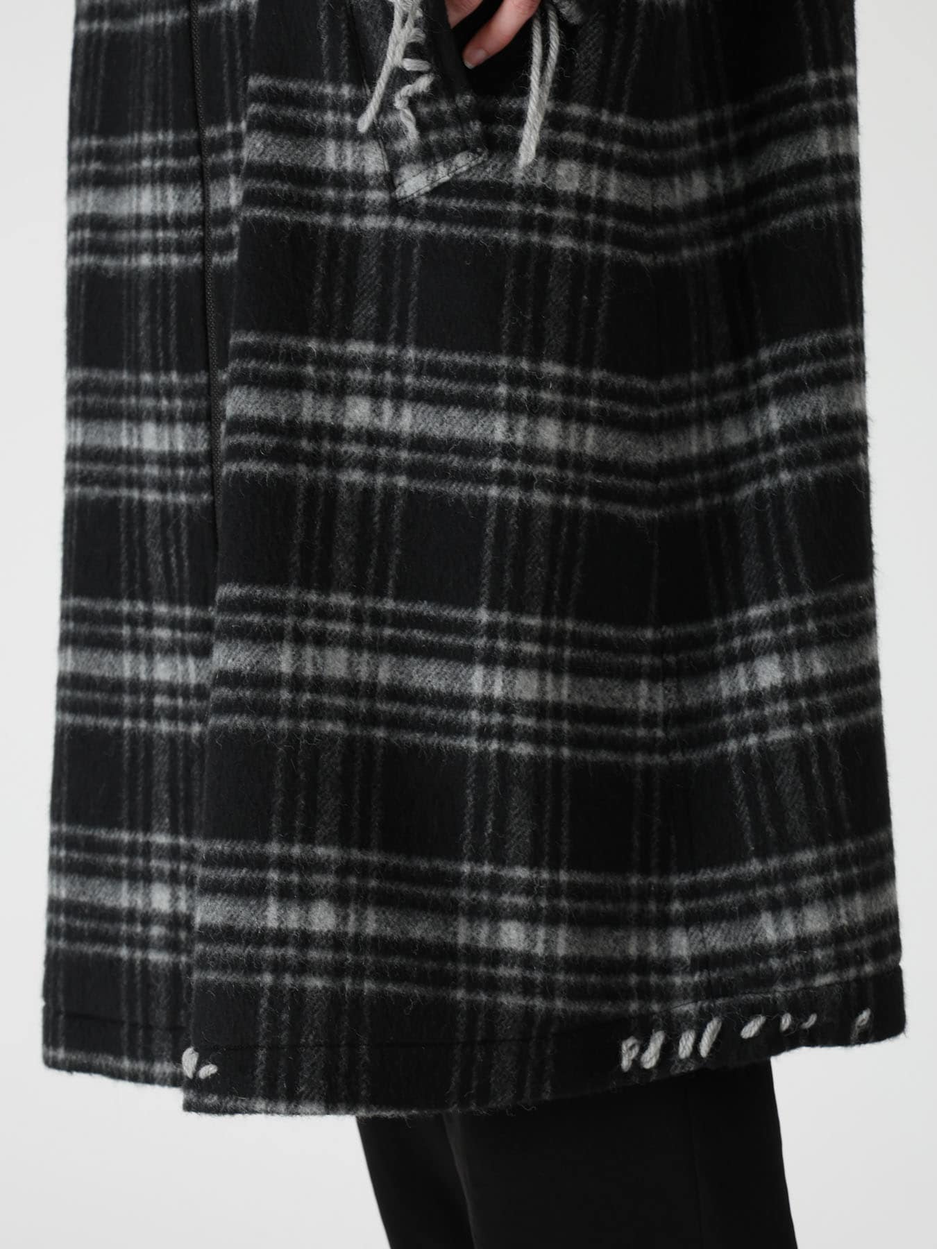 SHAGGY PLAID BIG COLLAR ZIPPER COAT