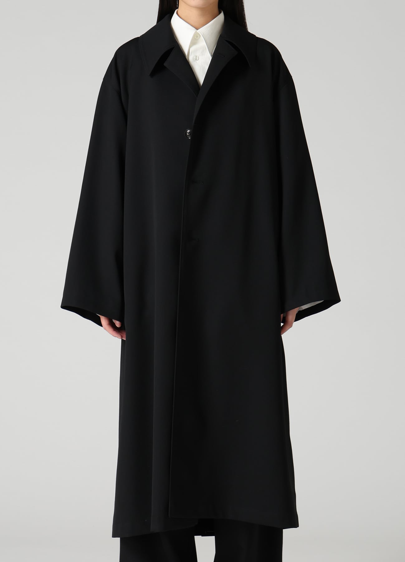 WOOL GABARDINE GATHERED COAT