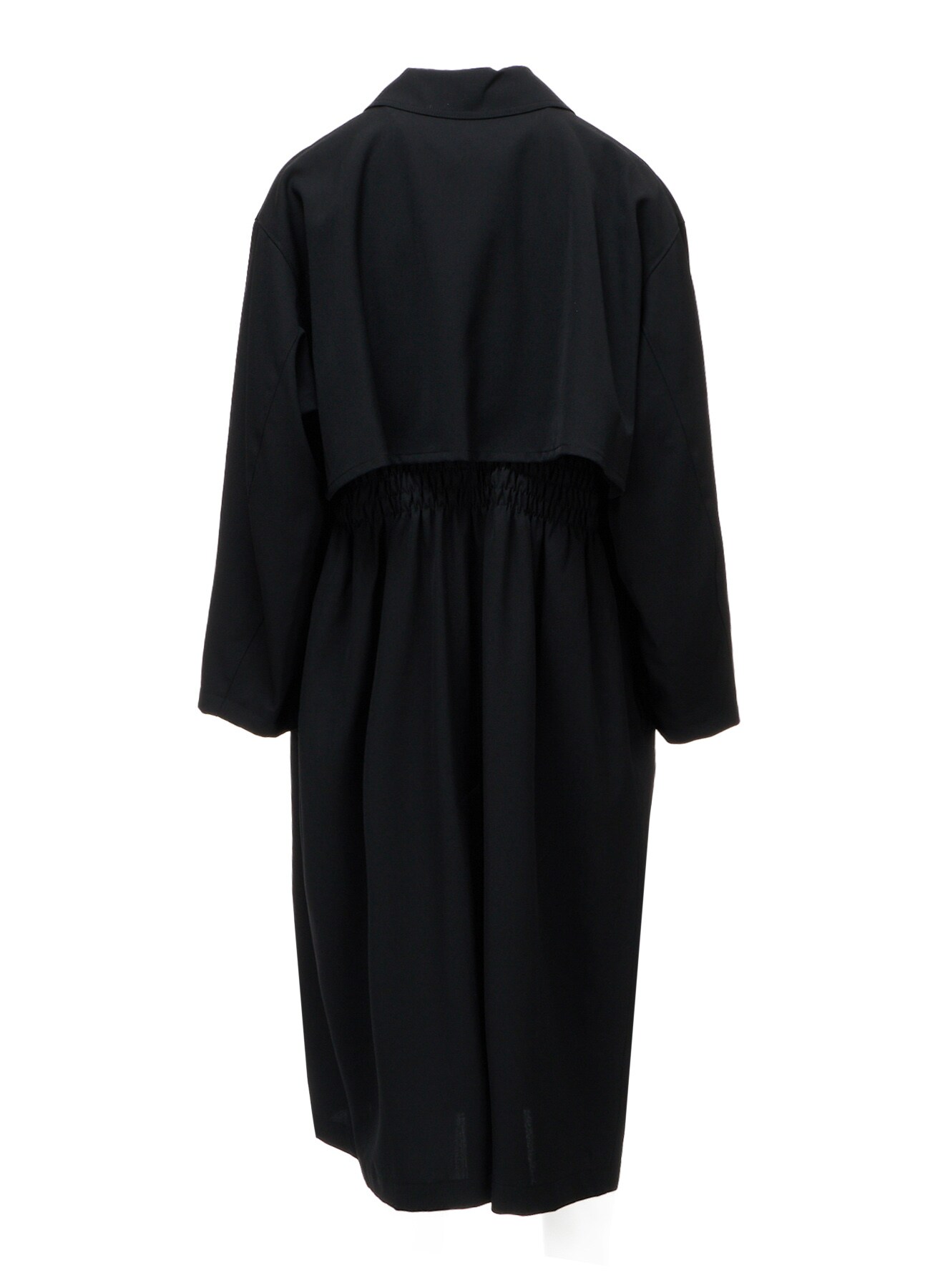 WOOL GABARDINE GATHERED COAT