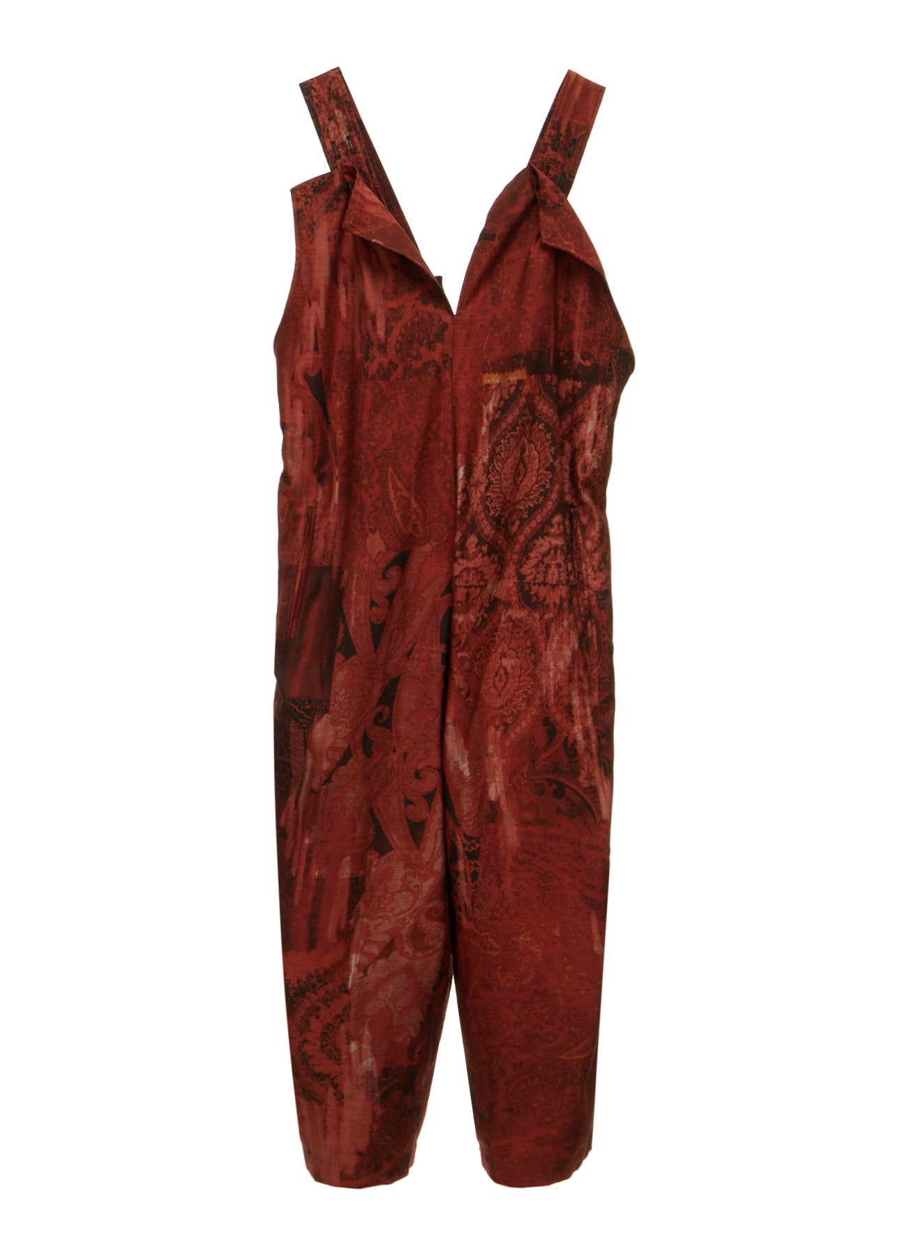 COTTON/CELLULOSE BLUR PAISLEY SALOPETTE DRESS