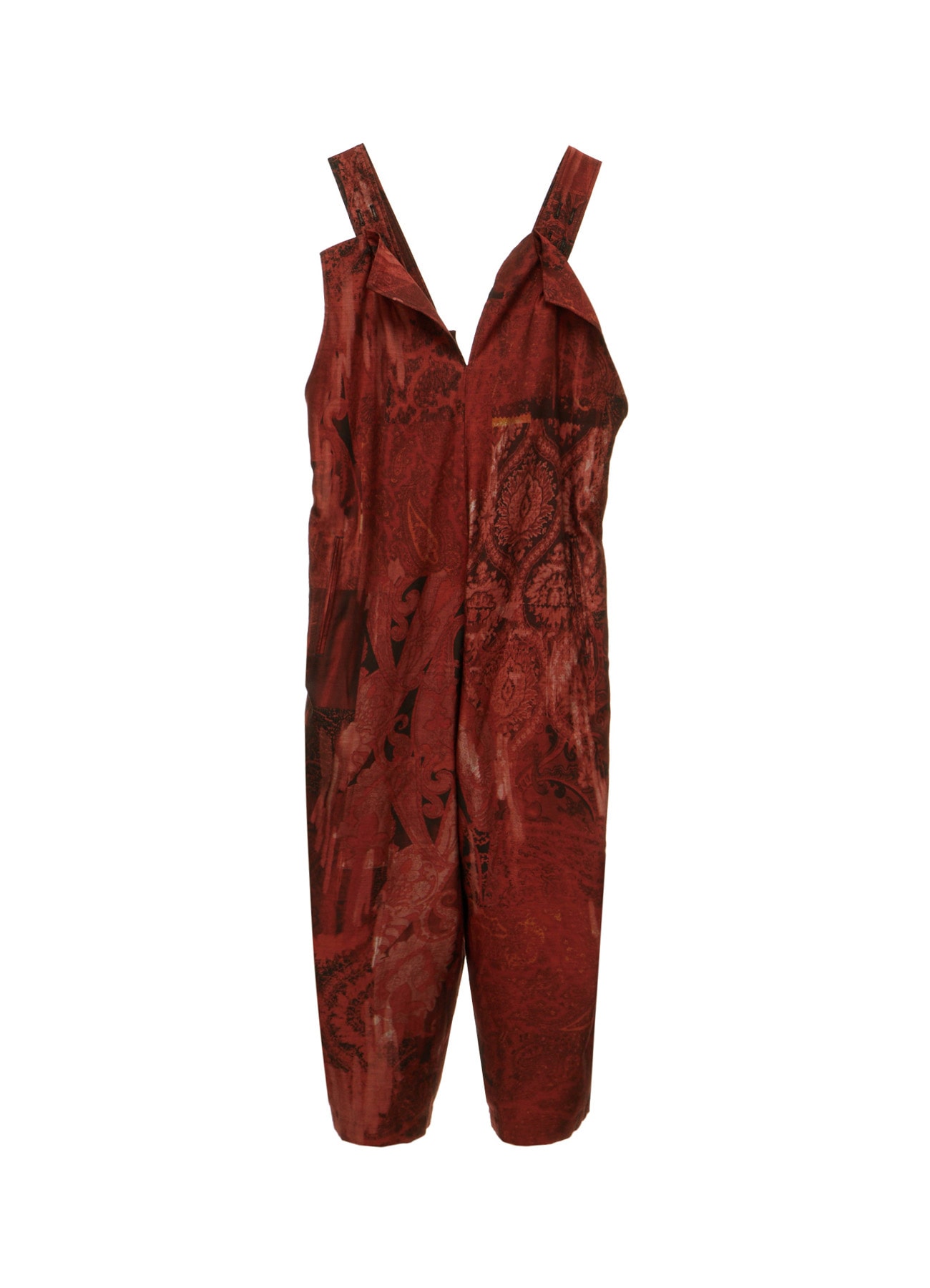 COTTON/CELLULOSE BLUR PAISLEY SALOPETTE DRESS