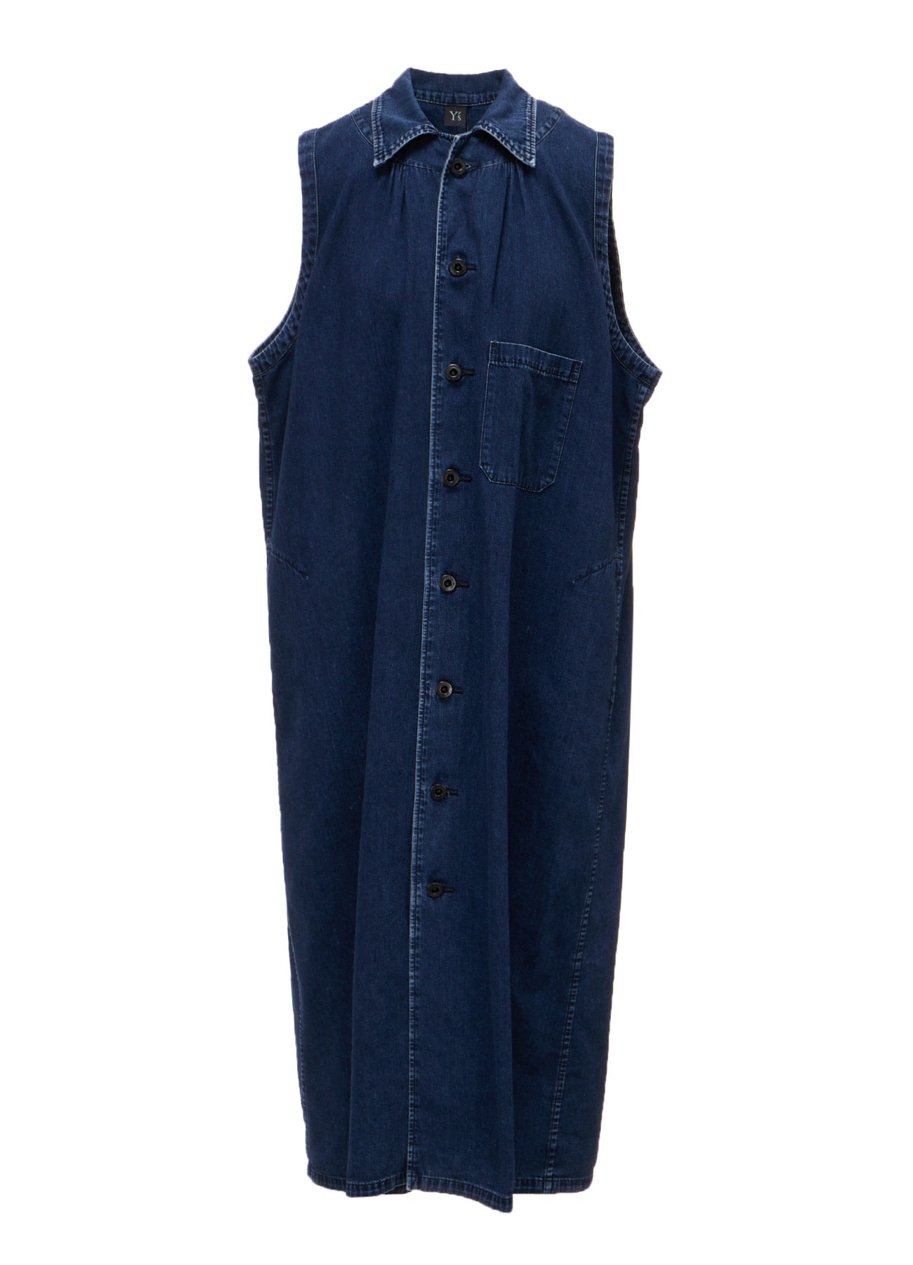 6OZ DENIM CHEMICAL WASH SLEEVELESS SHIRT DRESS