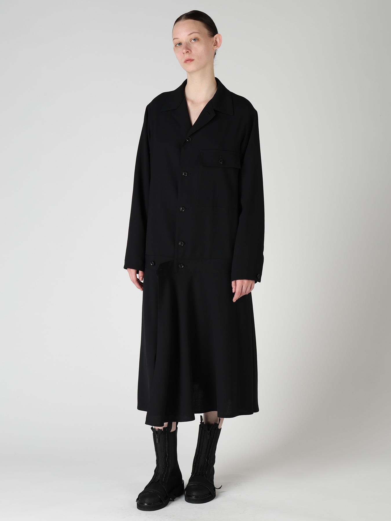 WOOL SERGE BLOUSON DRESS