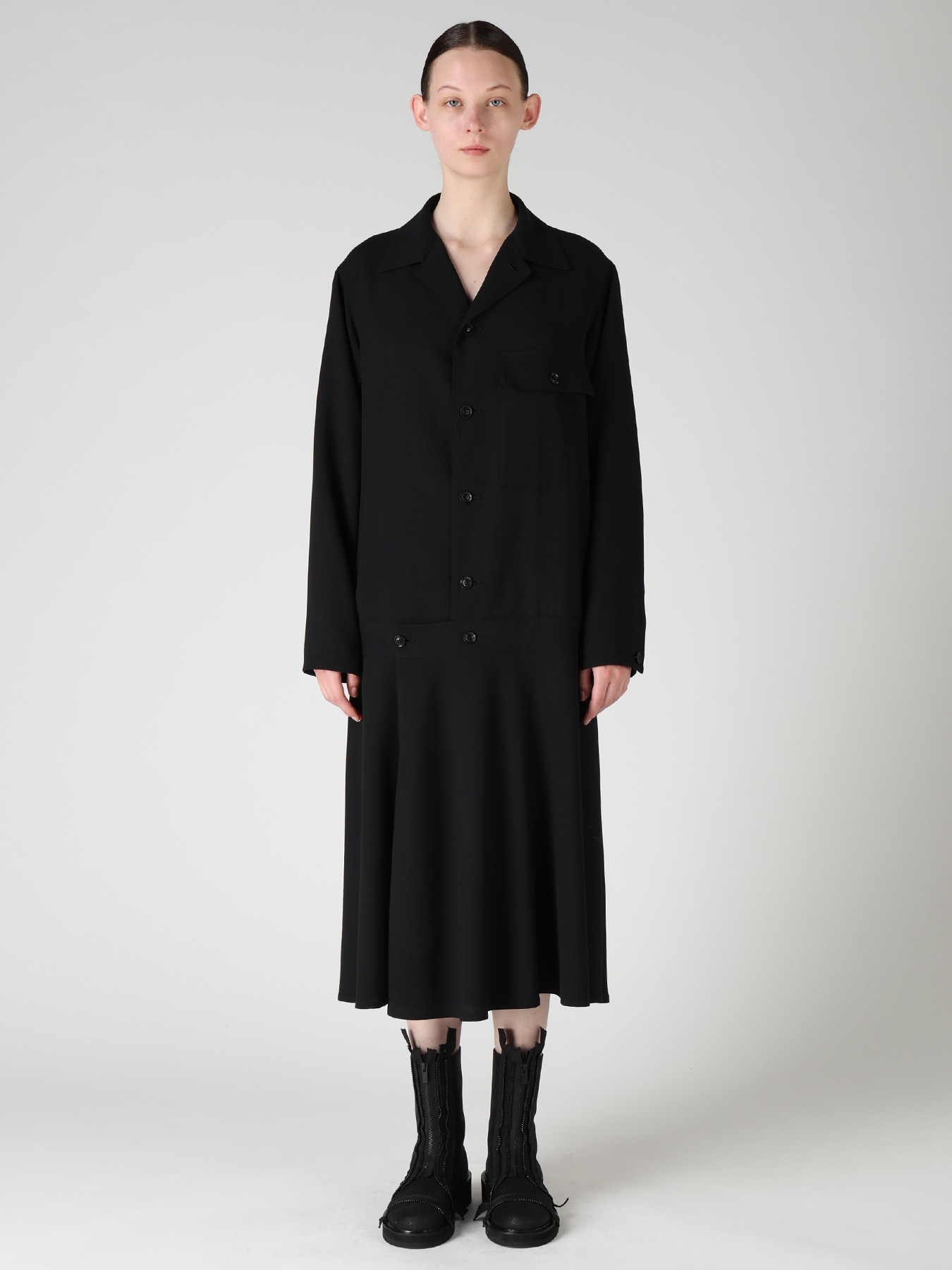 WOOL SERGE BLOUSON DRESS