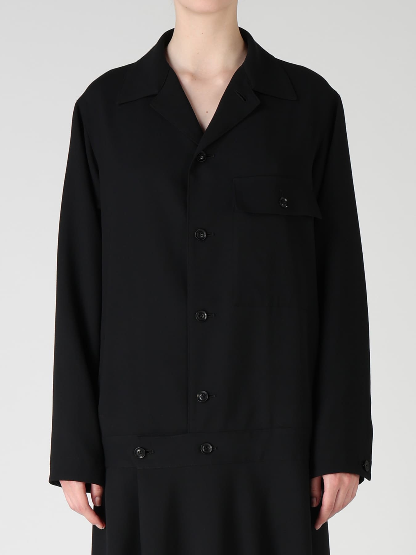 WOOL SERGE BLOUSON DRESS