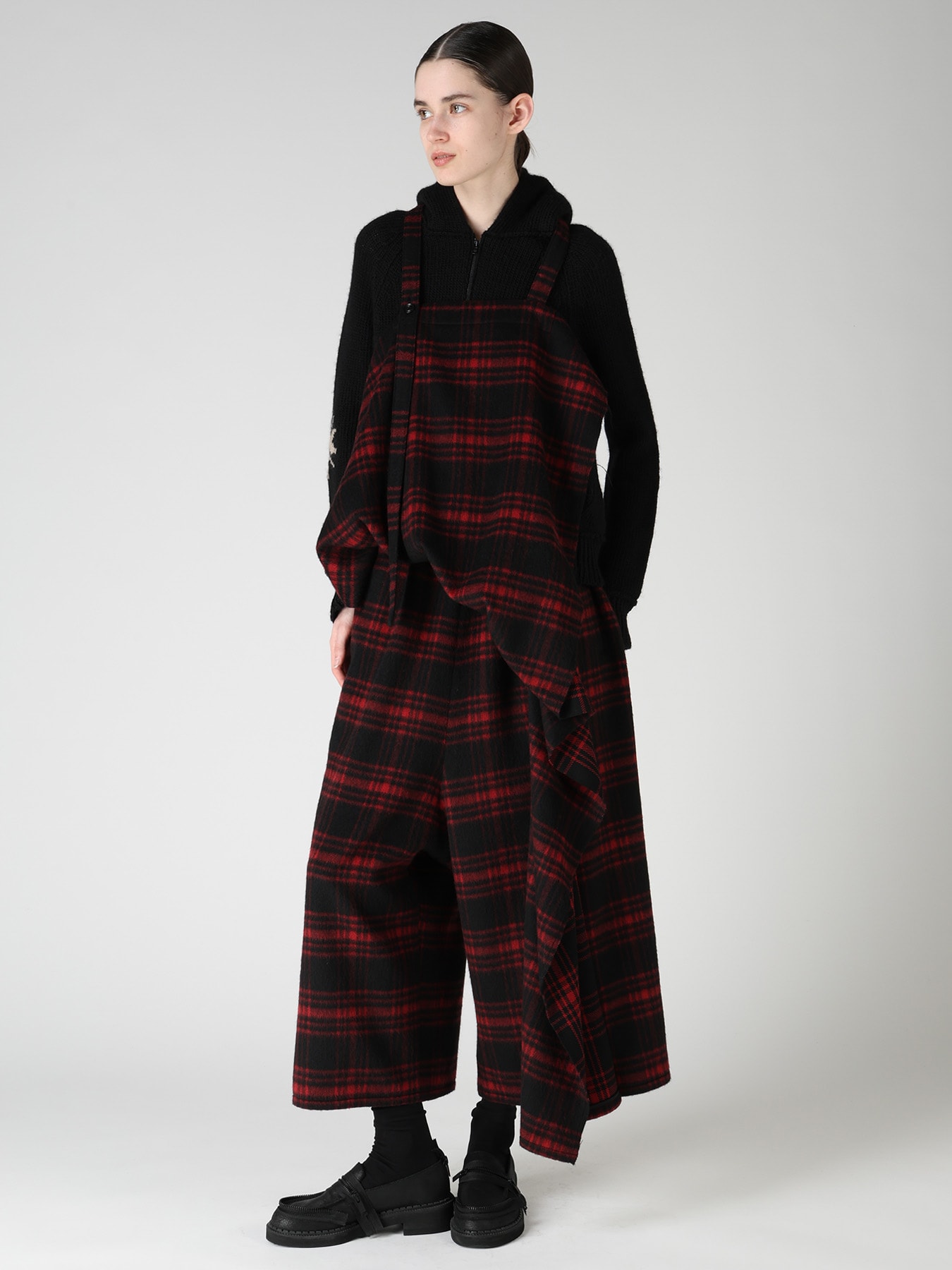 SHAGGY PLAID APRON DRESS