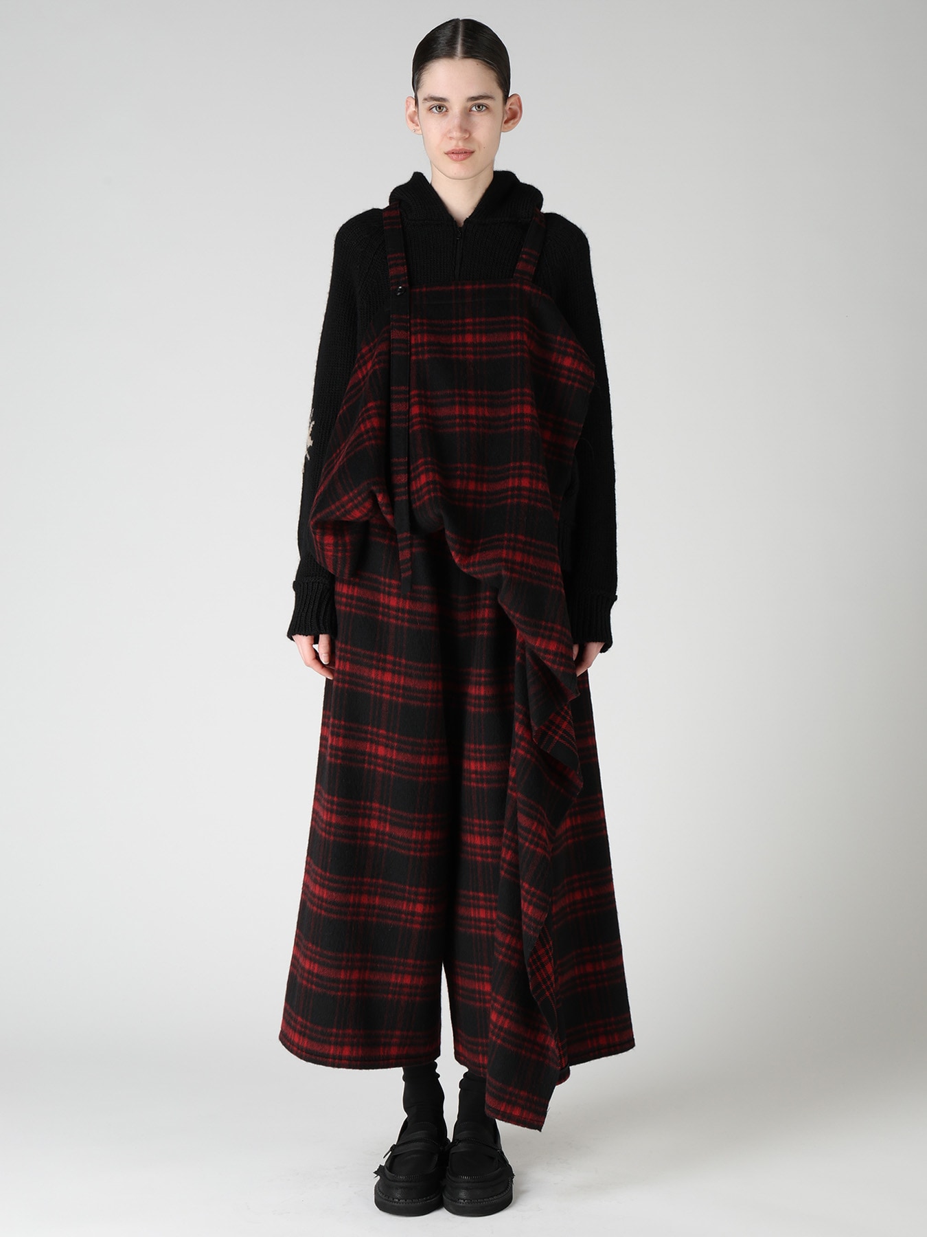 SHAGGY PLAID APRON DRESS
