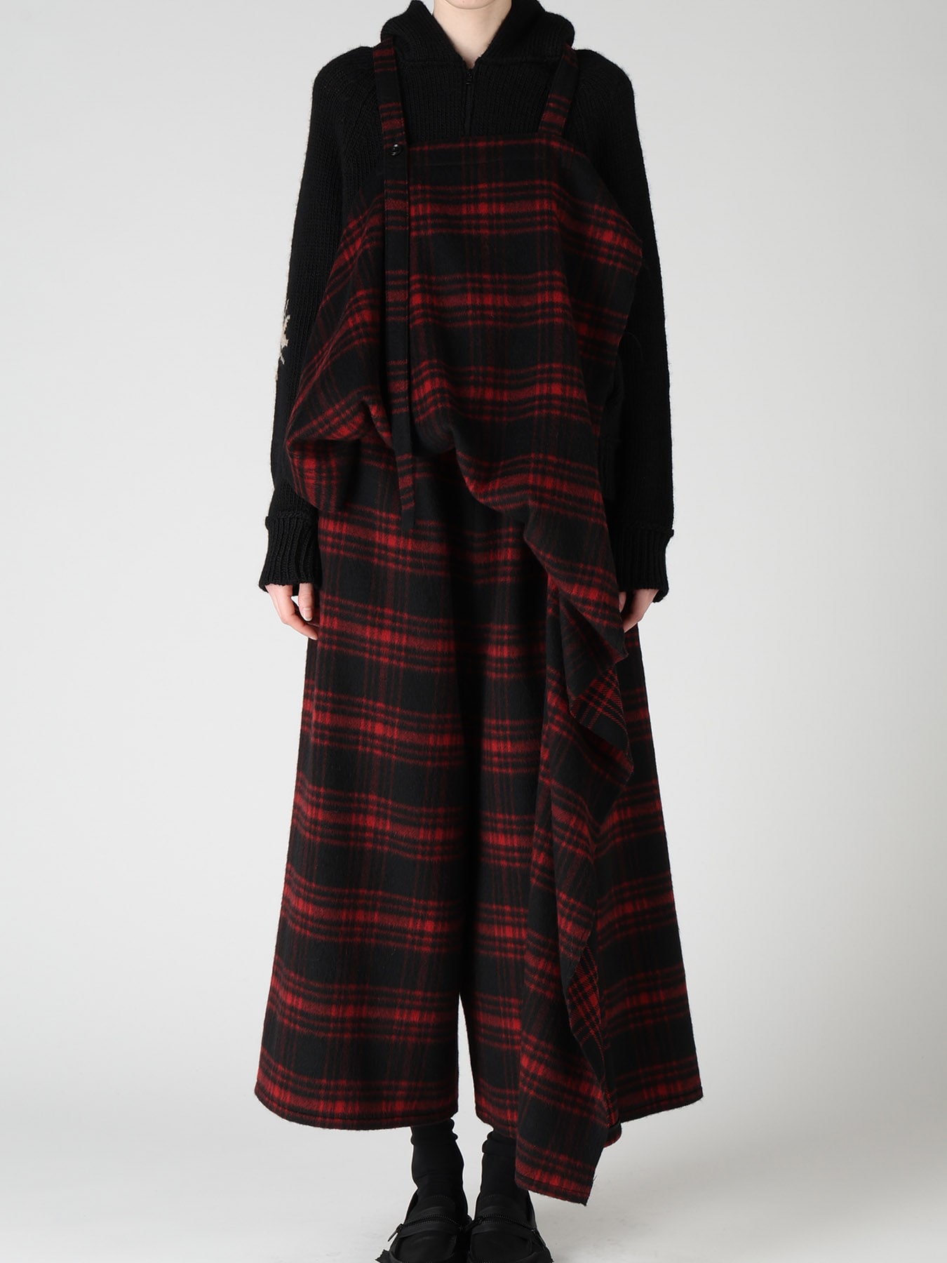 SHAGGY PLAID APRON DRESS