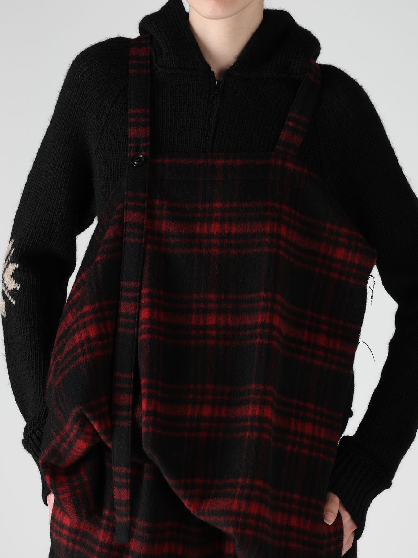 SHAGGY PLAID APRON DRESS