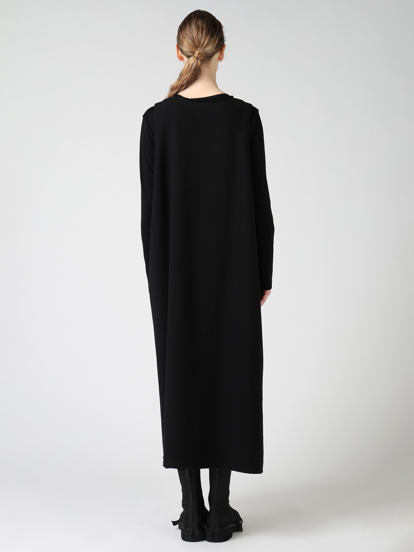 WOOL BLEND KERSEY FRINGE DRESS