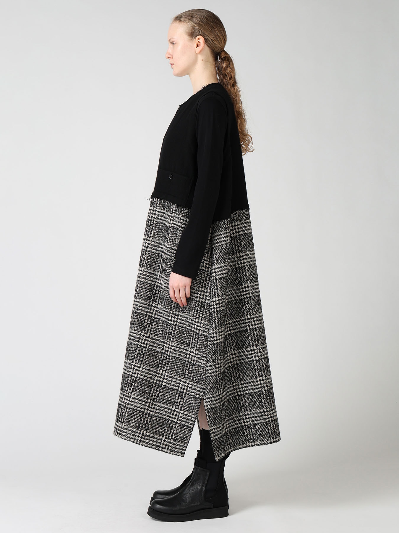 TWEED PLAID PANEL DRESS