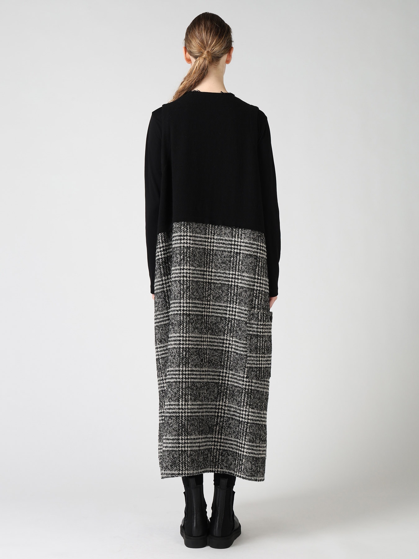TWEED PLAID PANEL DRESS