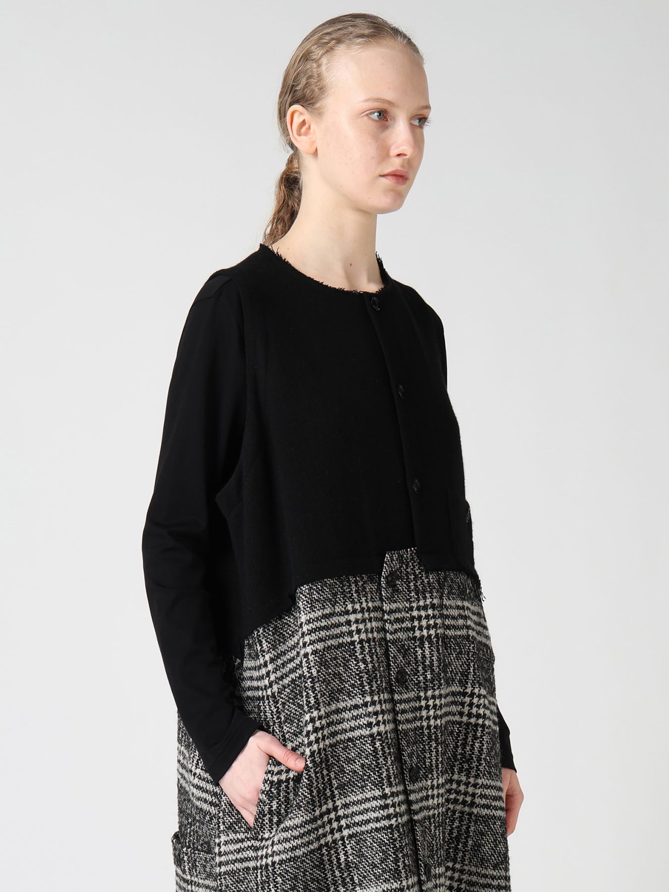 TWEED PLAID PANEL DRESS