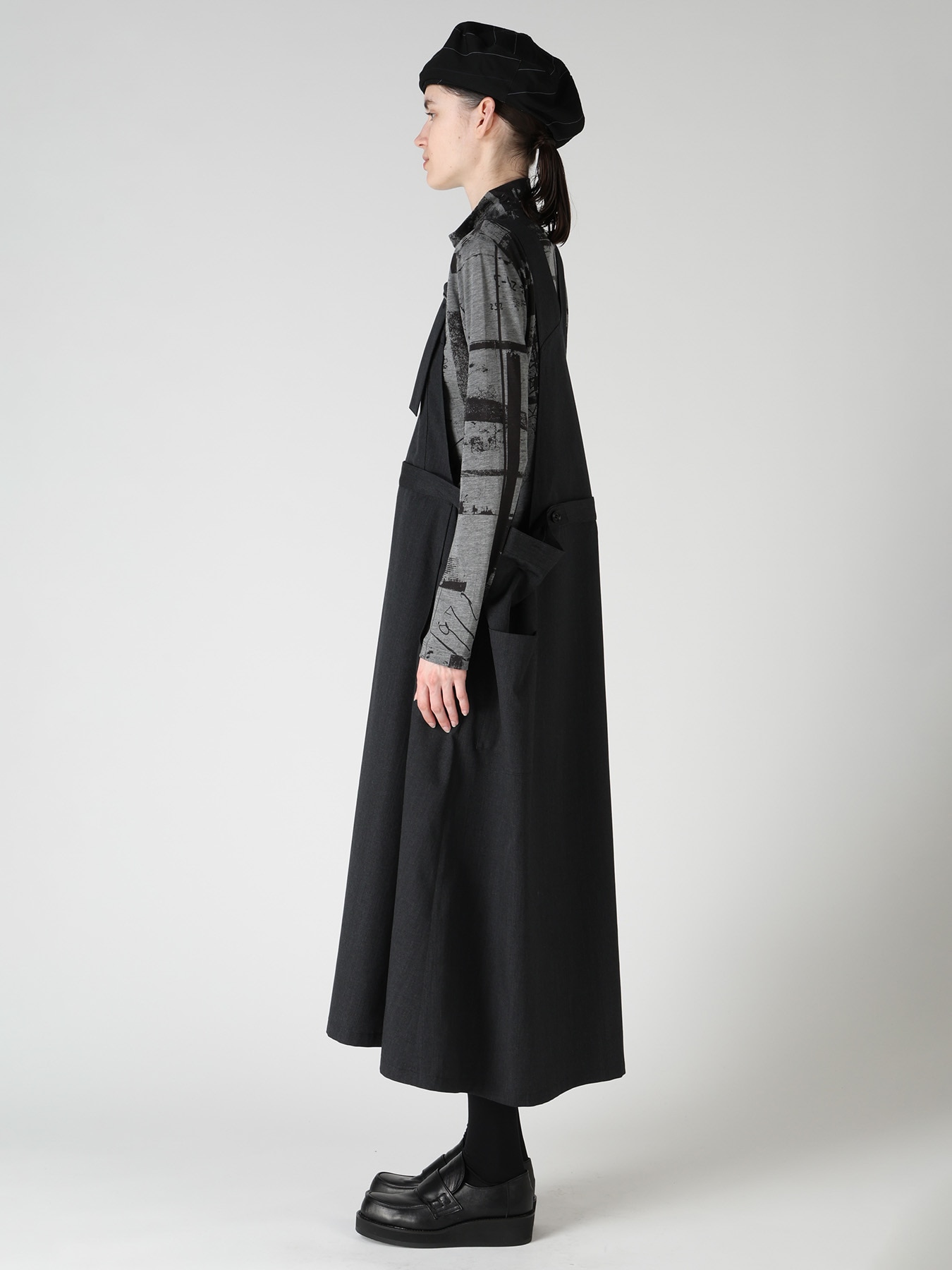 WOOL GABARDINE SALOPETTE DRESS