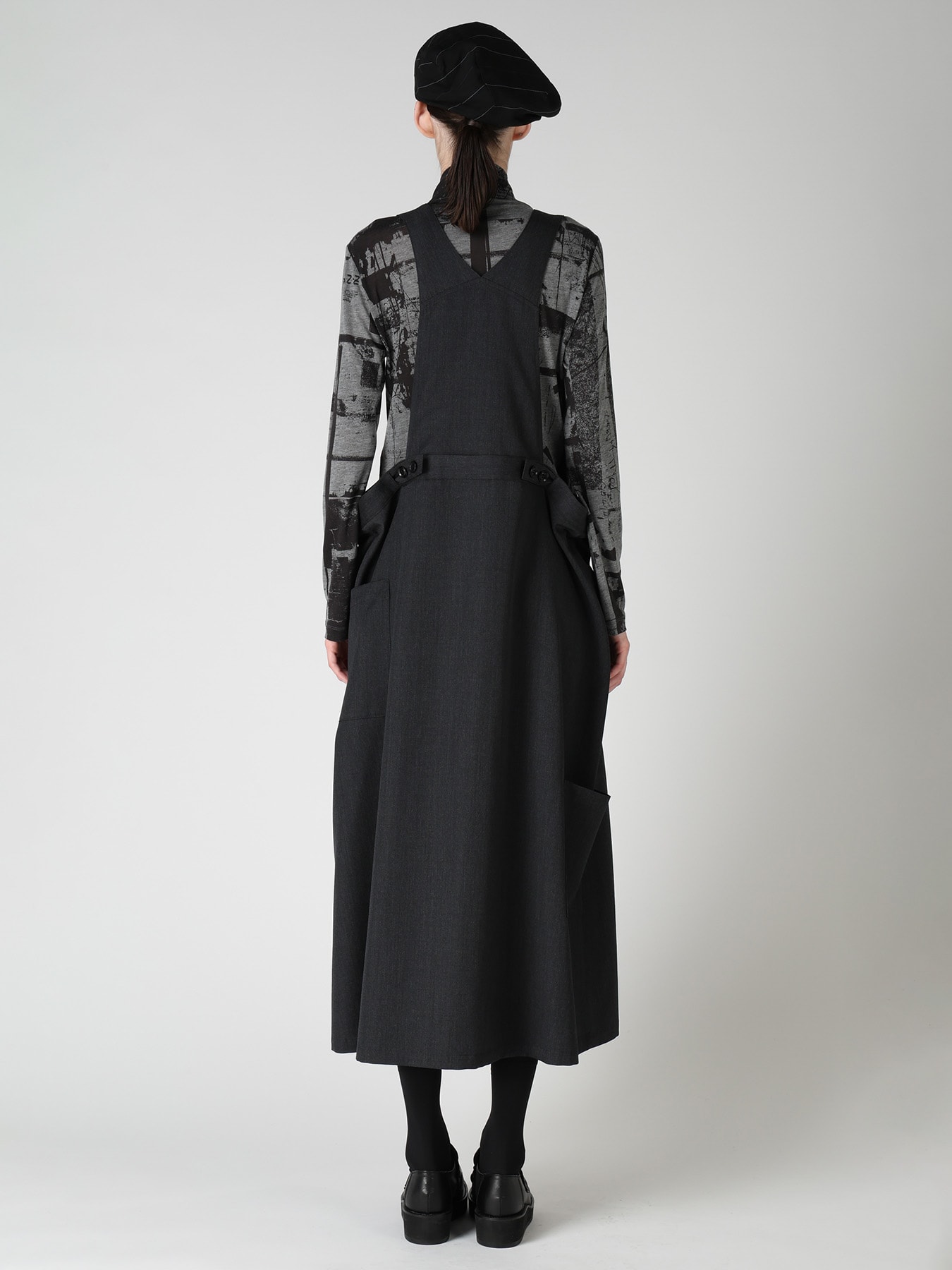 WOOL GABARDINE SALOPETTE DRESS