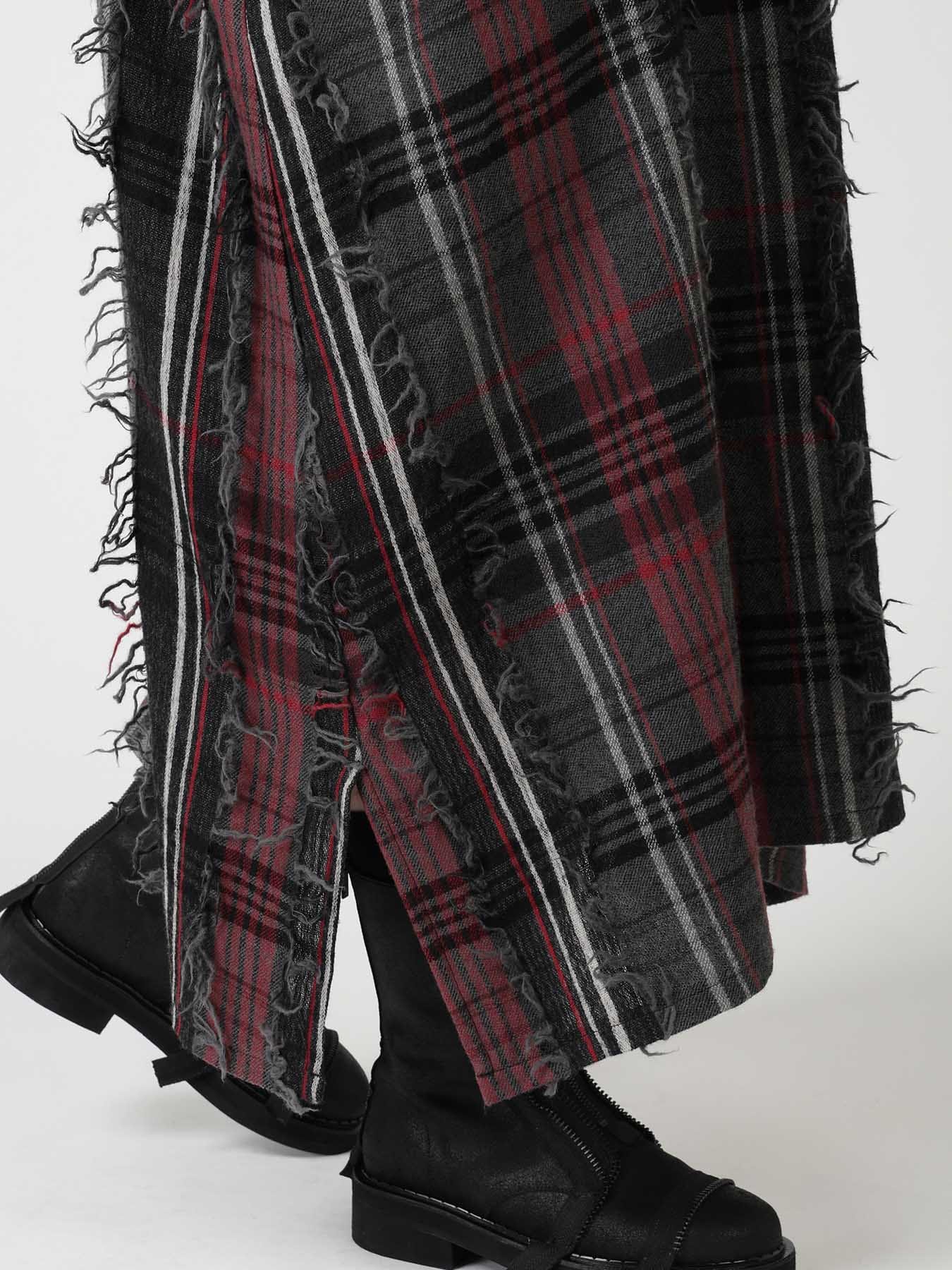 WOOL PLAID CUT JACQUARD SLEEVELESS DRESS