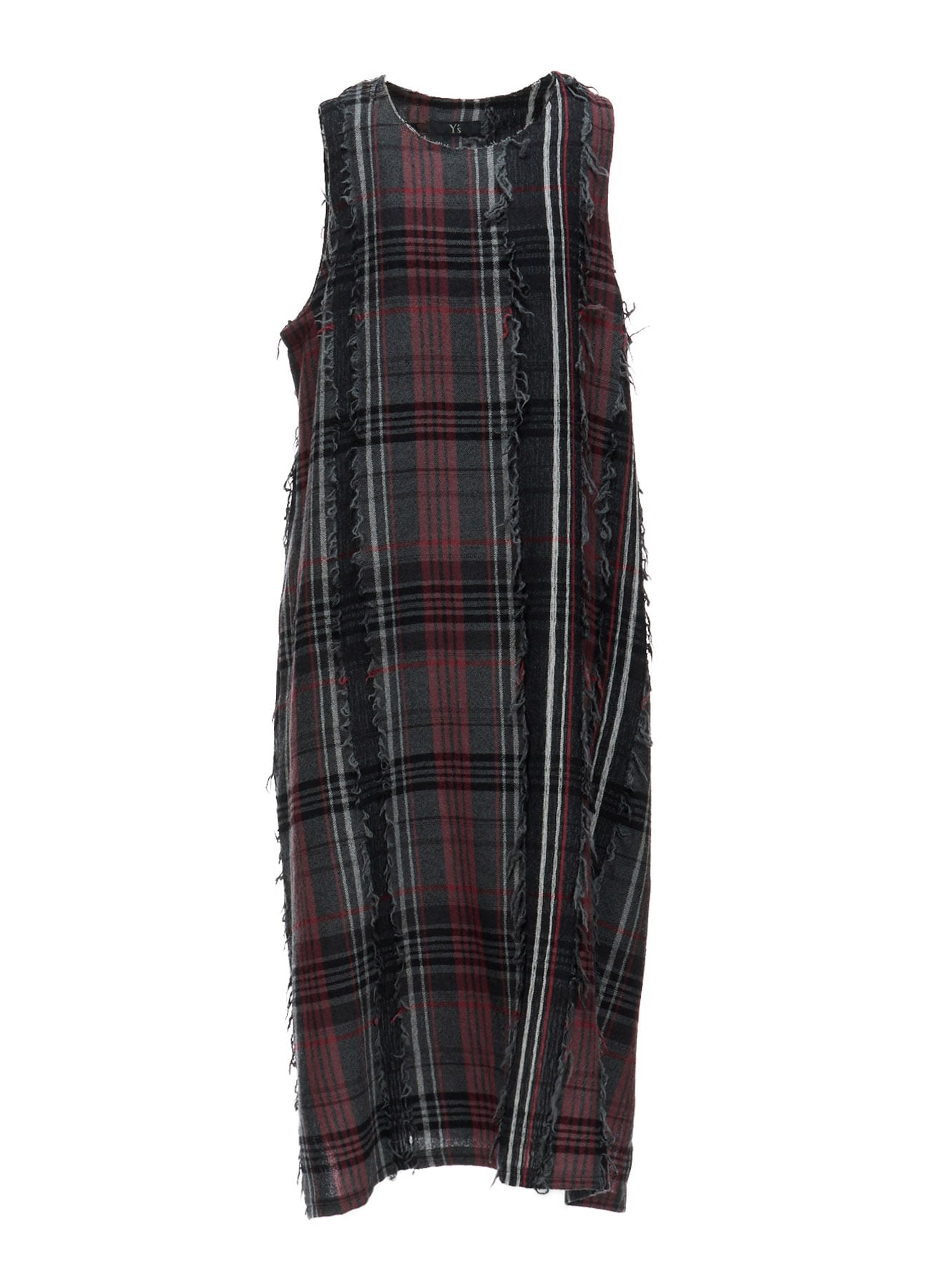 WOOL PLAID CUT JACQUARD SLEEVELESS DRESS