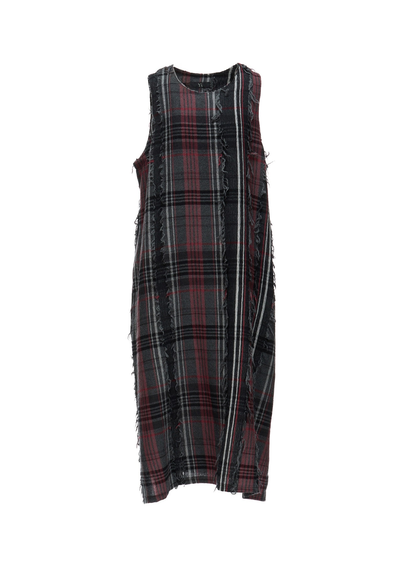 WOOL PLAID CUT JACQUARD SLEEVELESS DRESS