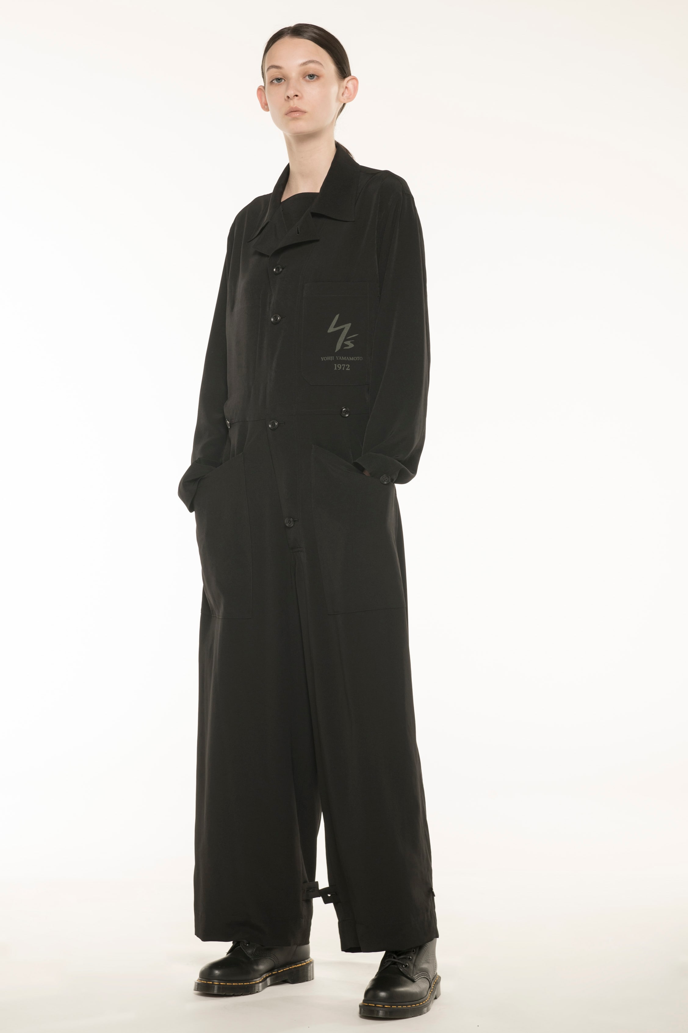 [Y's1972] PIGMENT PRINT TRIACETATE POLYESTER de CHINE OVERALL