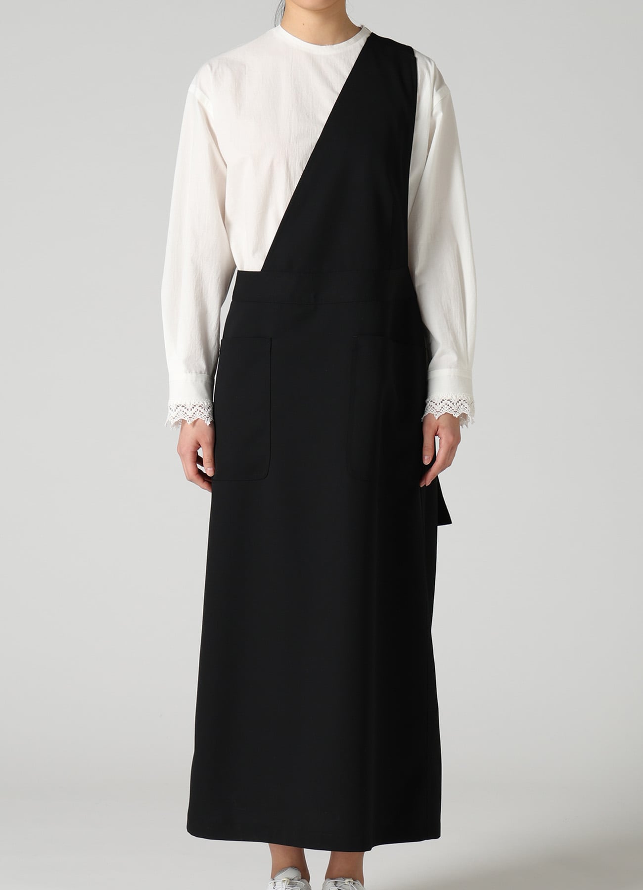 WOOL GABARDINE APRON DRESS
