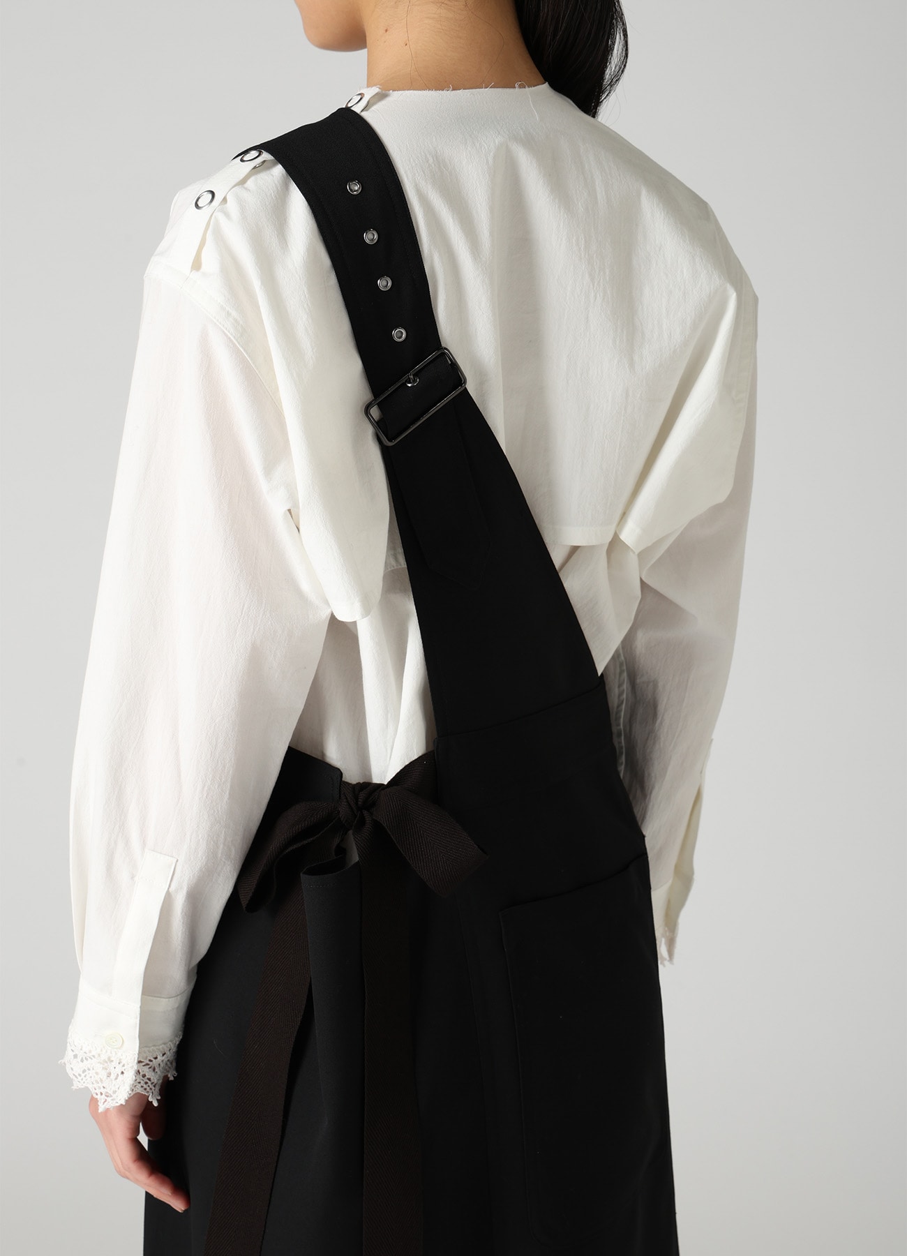 WOOL GABARDINE APRON DRESS