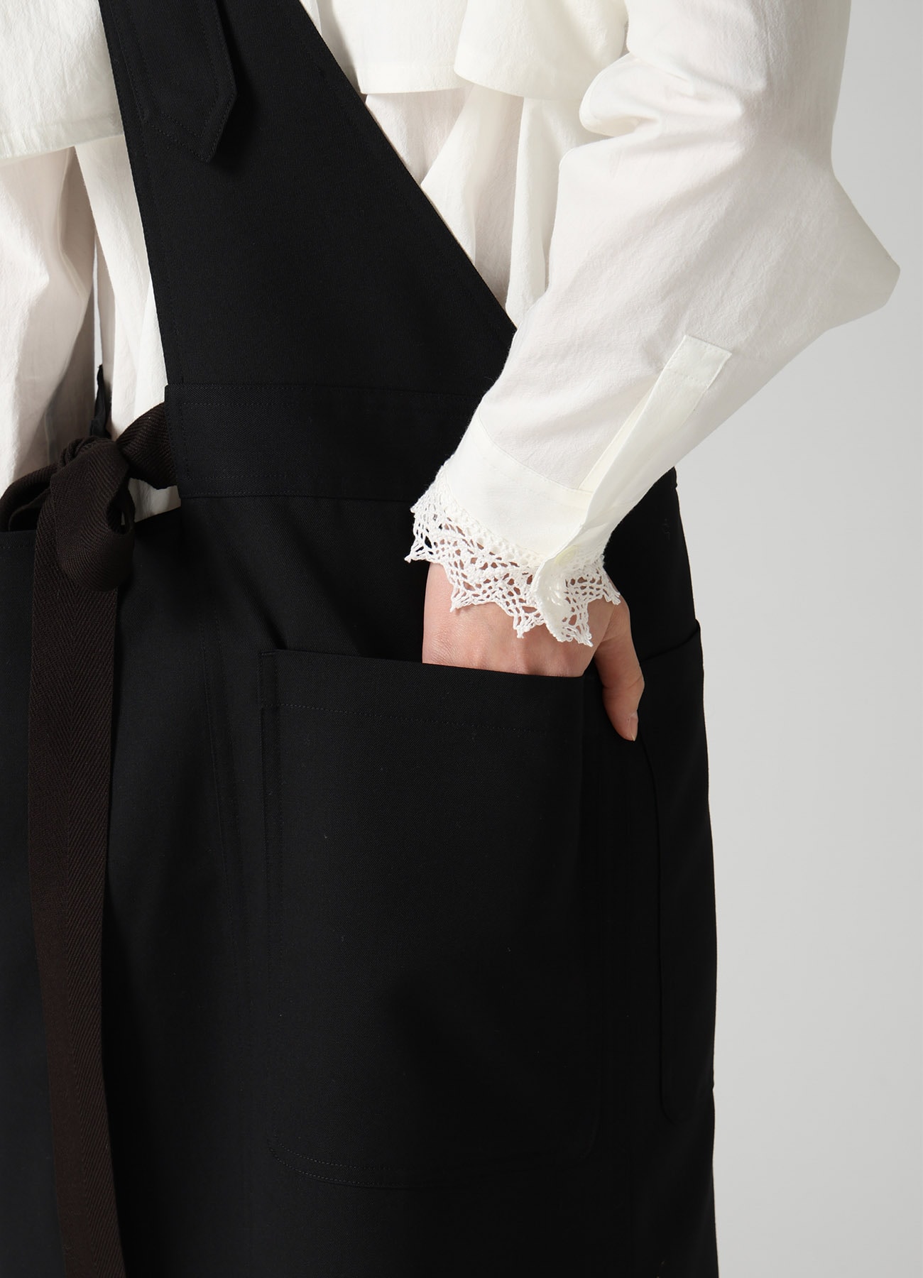 WOOL GABARDINE APRON DRESS
