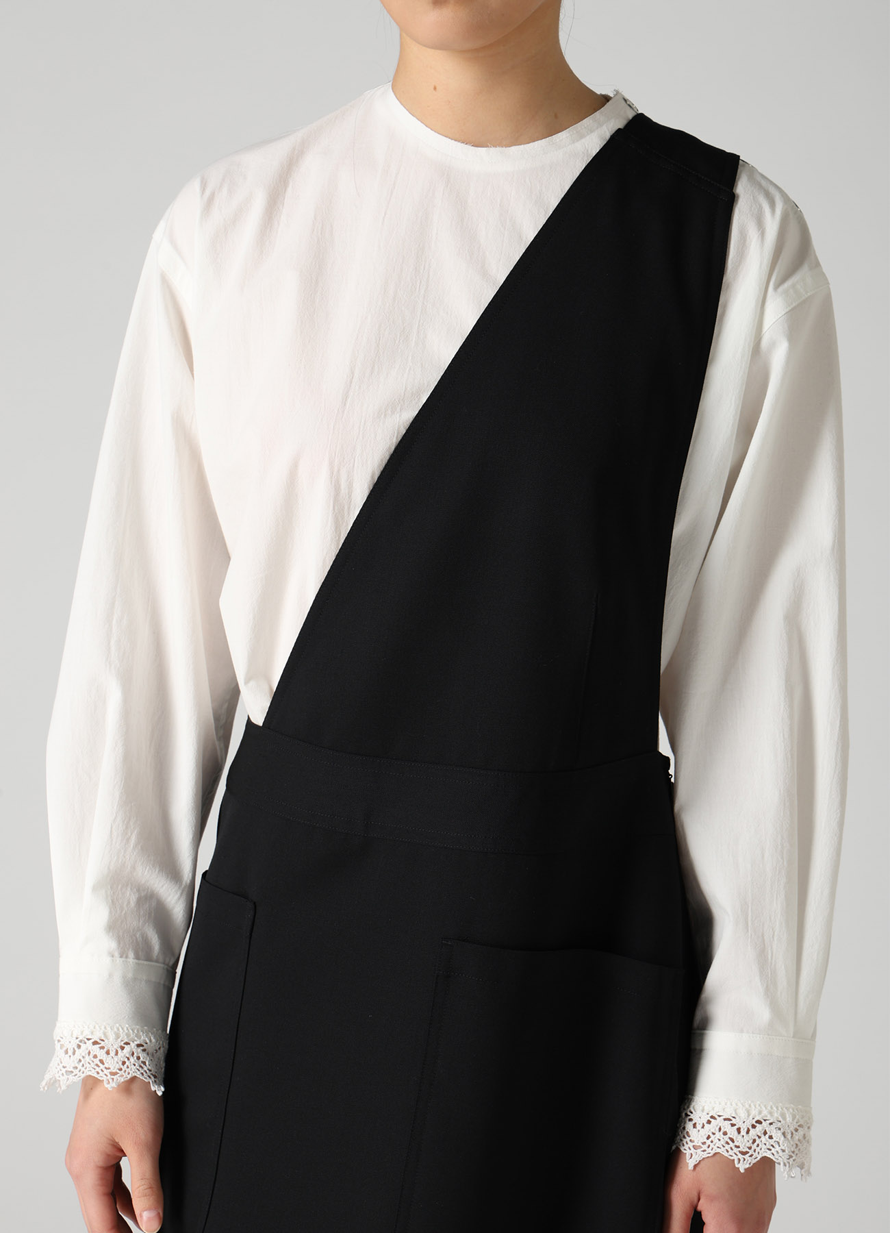 WOOL GABARDINE APRON DRESS
