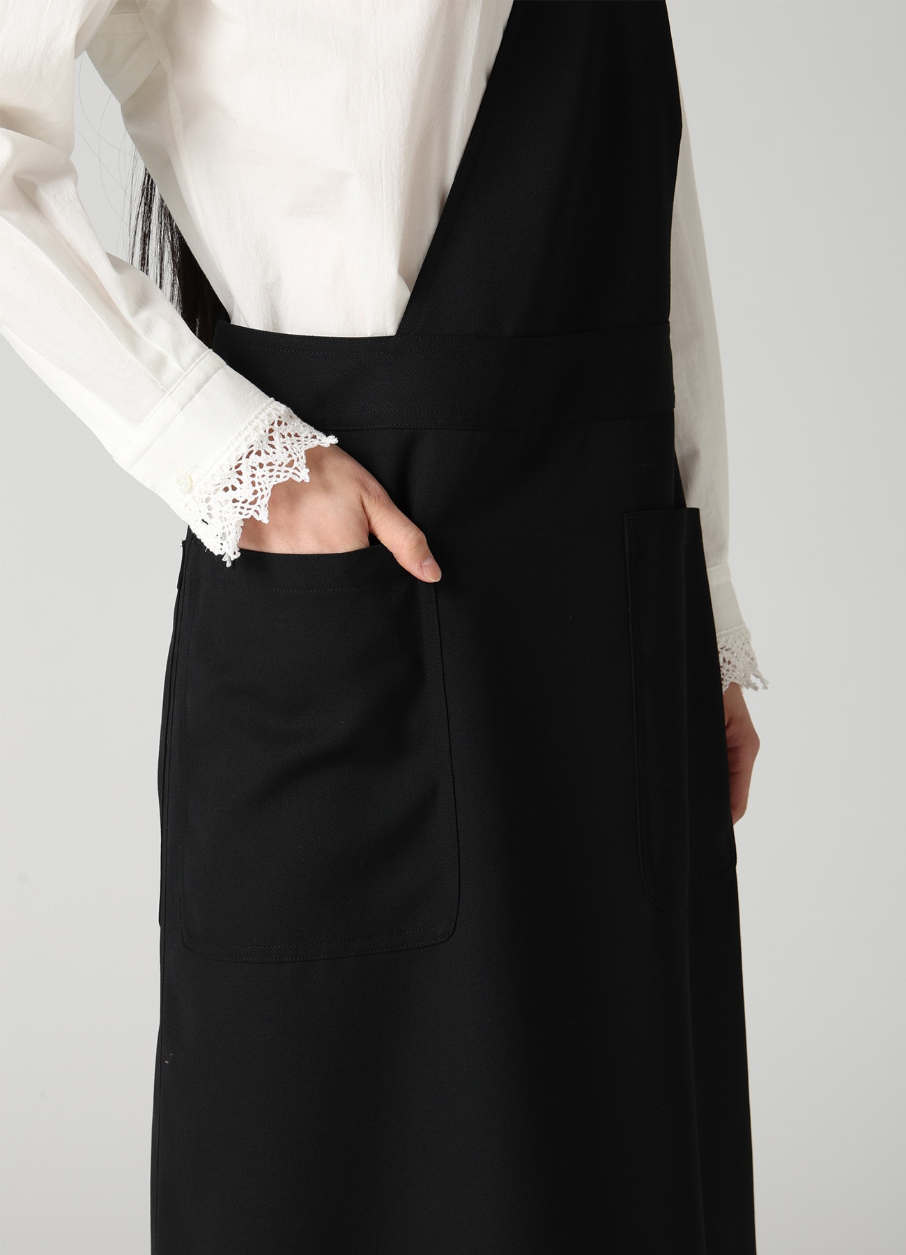 WOOL GABARDINE APRON DRESS