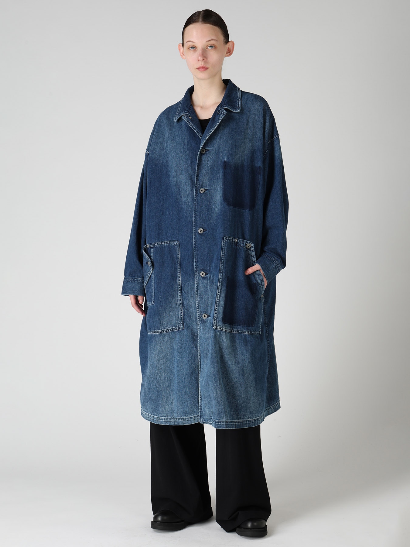 SPOTTED DENIM 5-POCKET DRESS