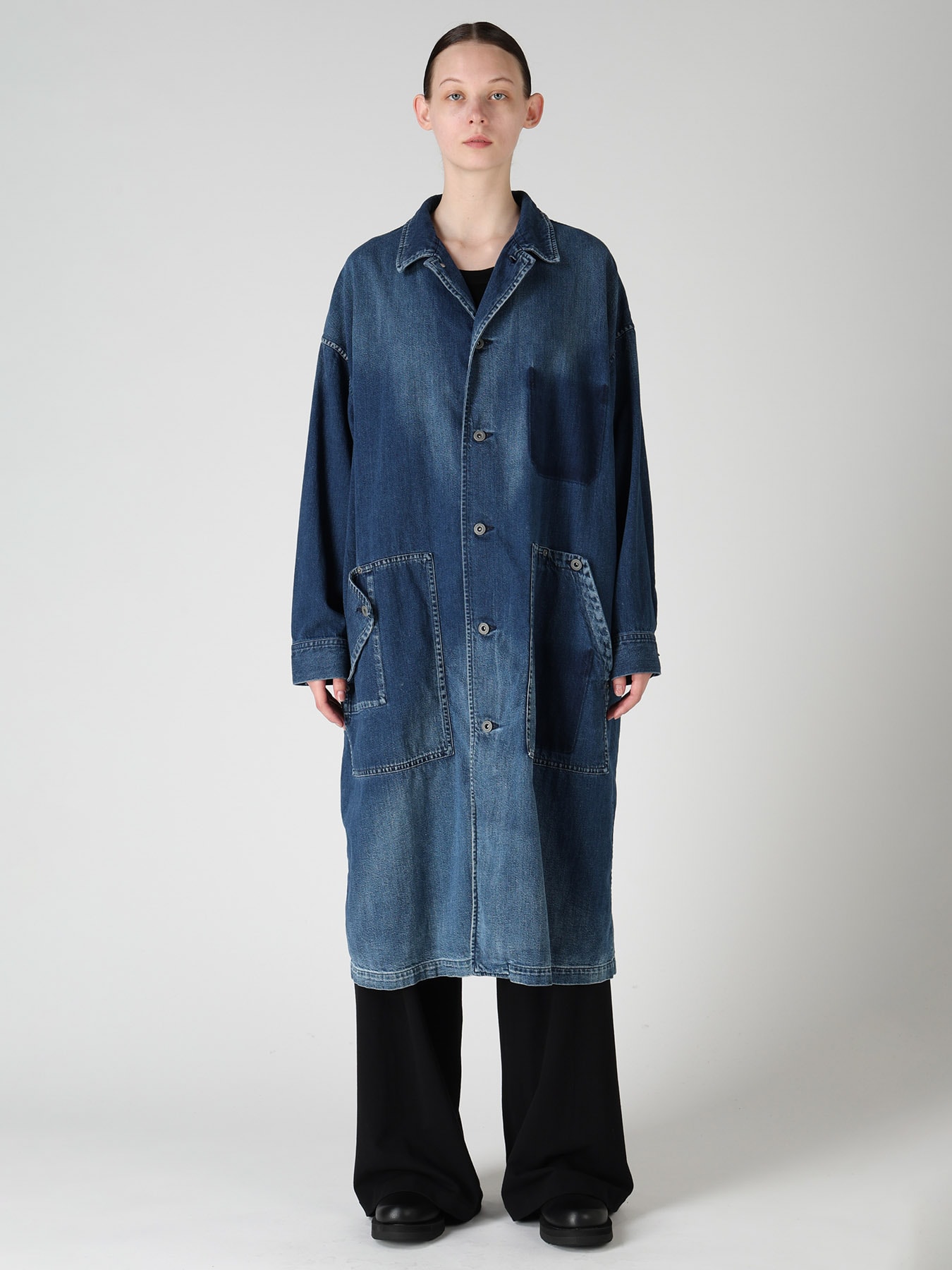 SPOTTED DENIM 5-POCKET DRESS