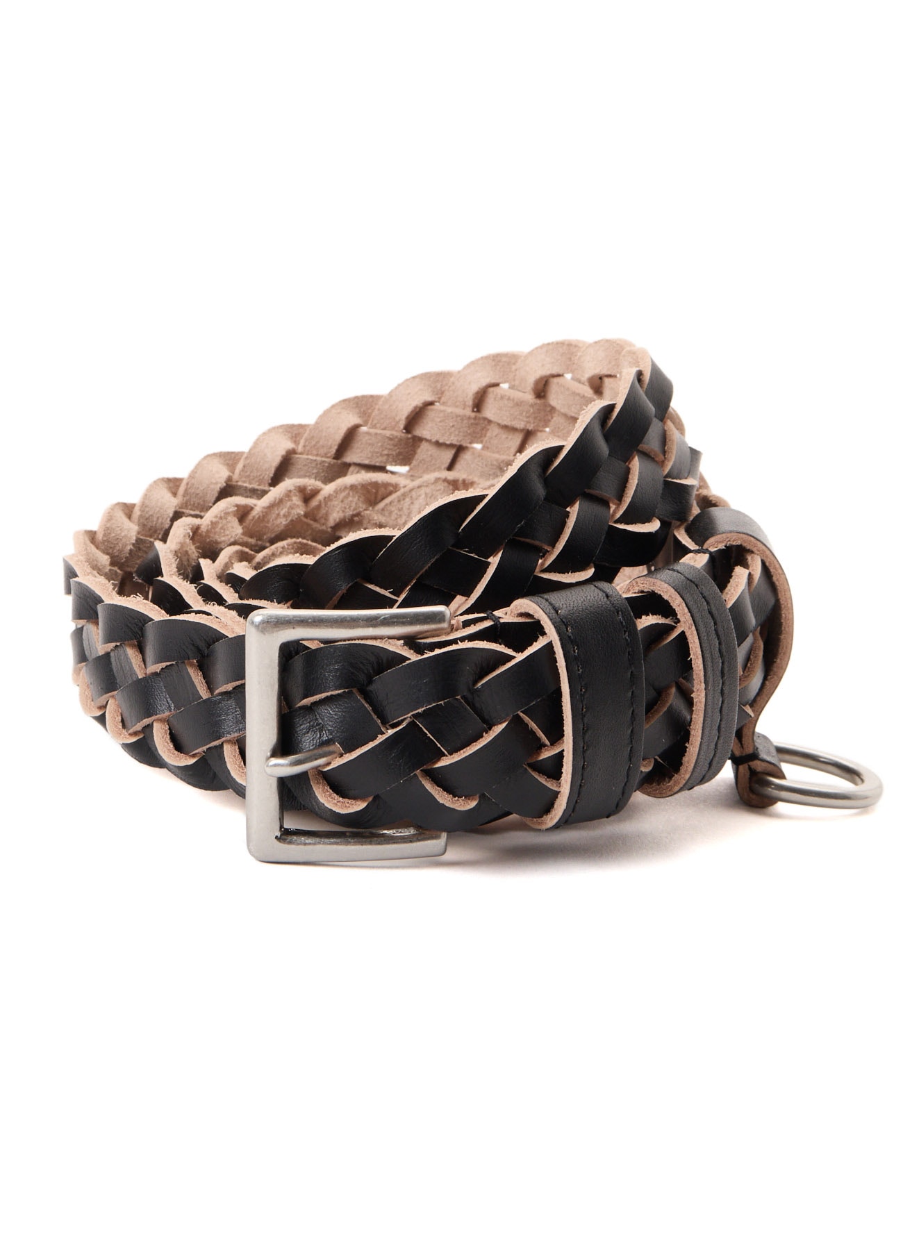 SEMI GLOSS LEATHER BRAIDED BELT