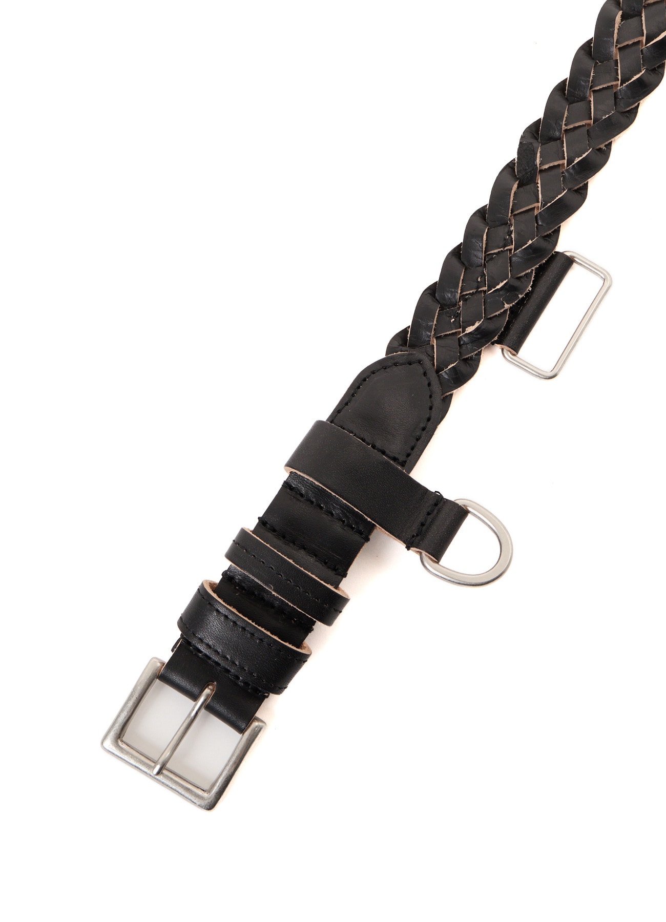 SEMI GLOSS LEATHER BRAIDED BELT