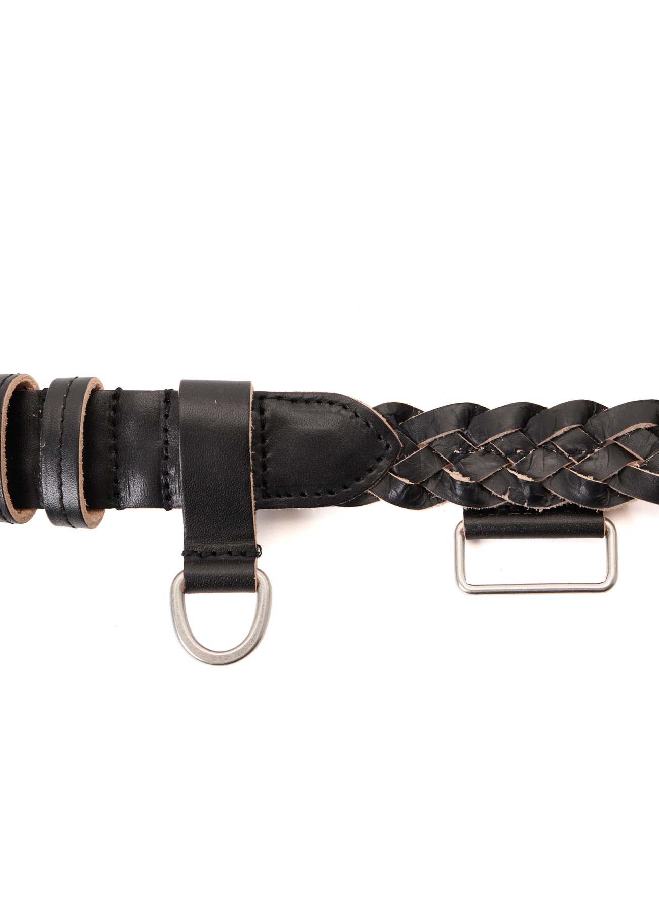 SEMI GLOSS LEATHER BRAIDED BELT
