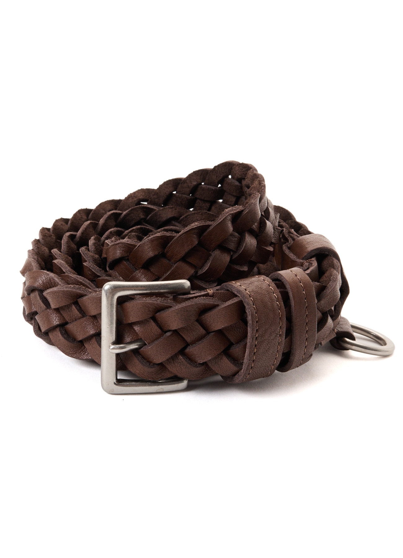 SEMI GLOSS LEATHER BRAIDED BELT