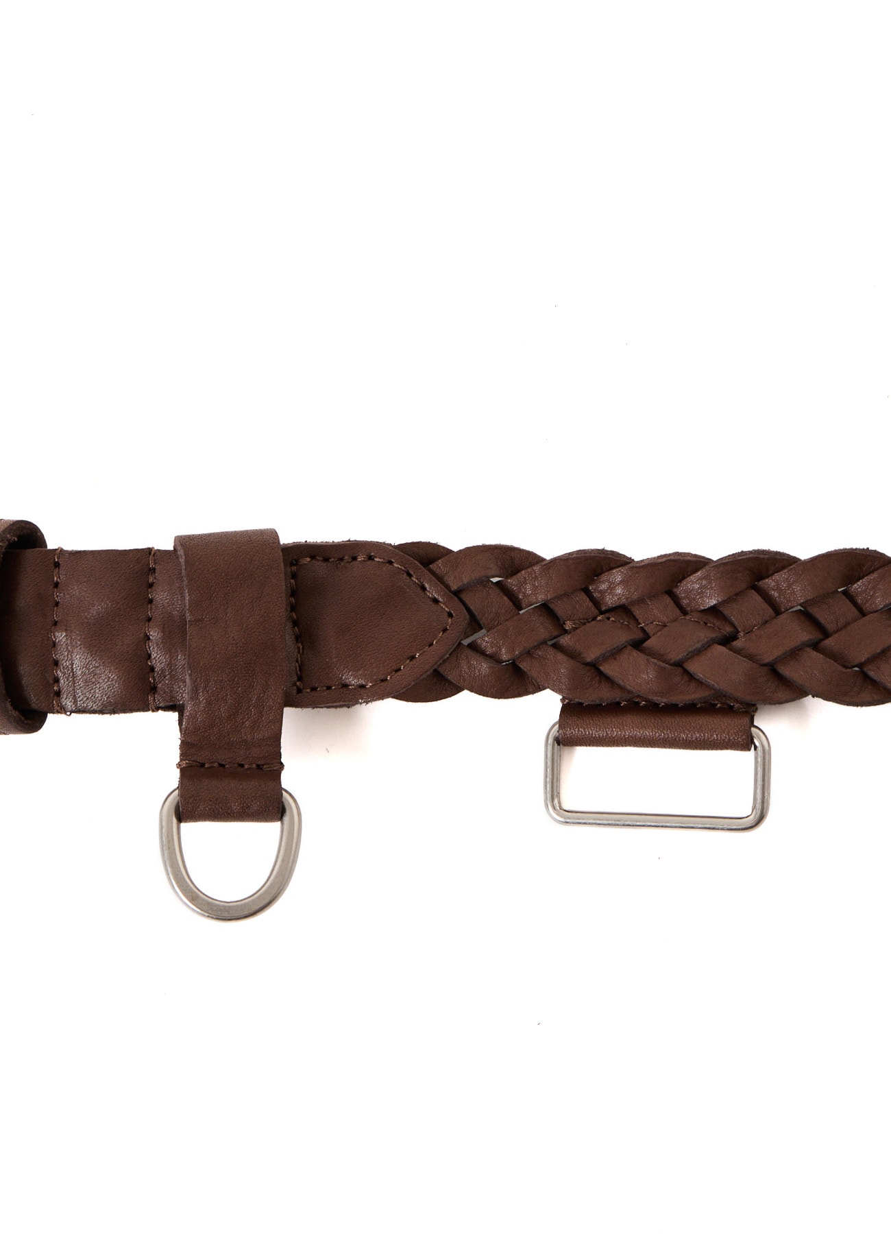 SEMI GLOSS LEATHER BRAIDED BELT