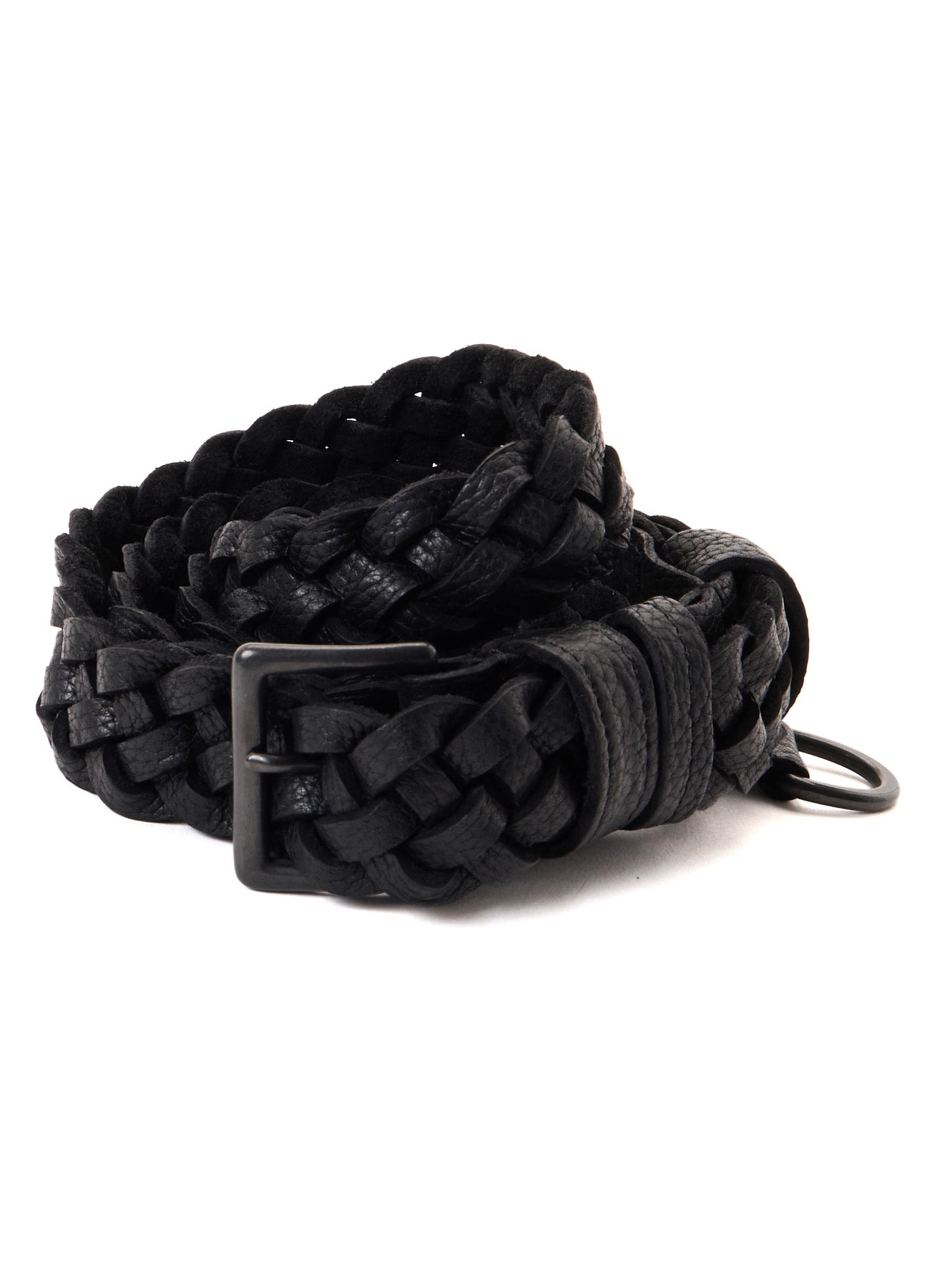 SEMI GLOSS LEATHER BRAIDED BELT