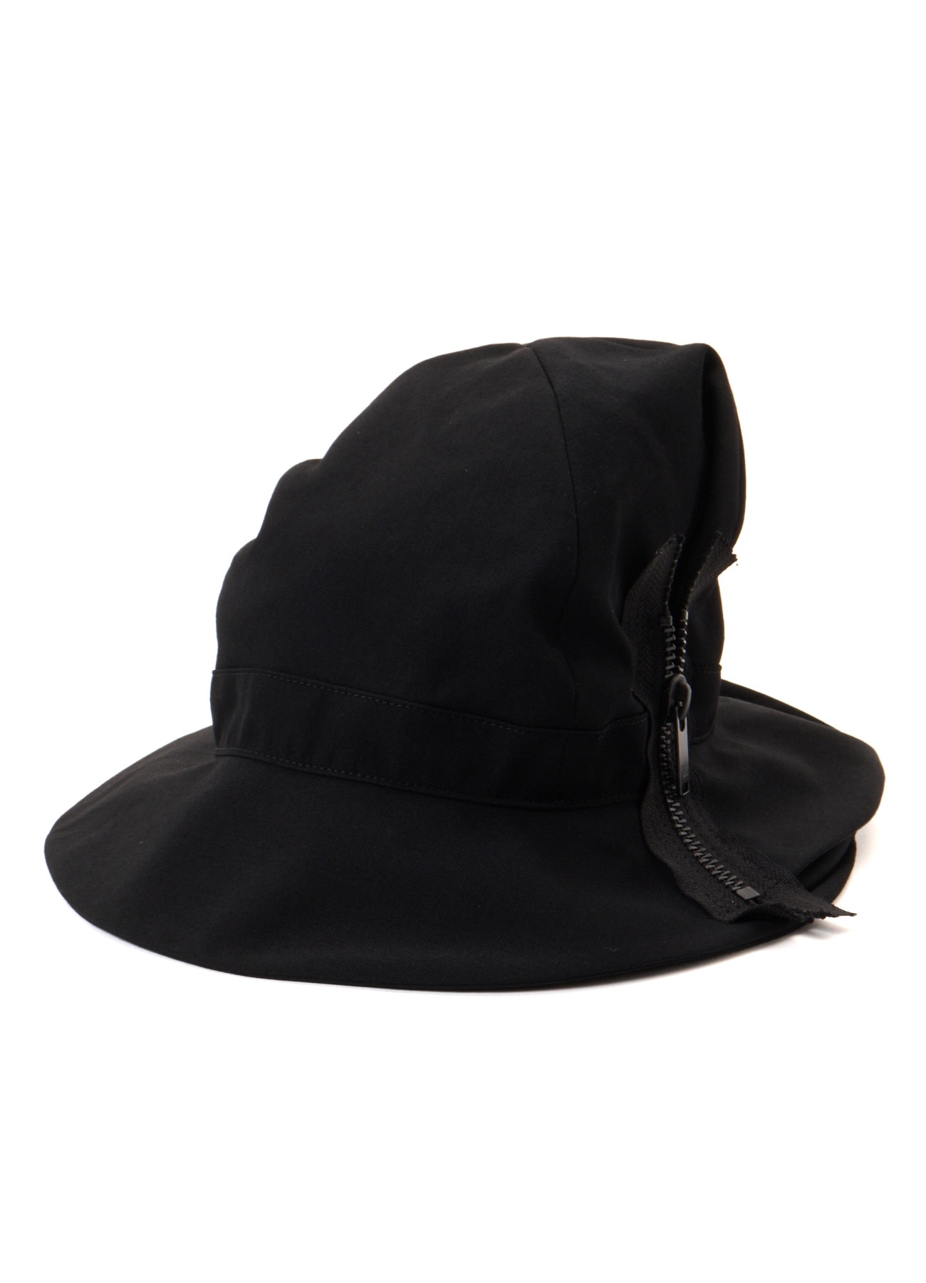HARD TWISTED WOOL GABARDINE HAT WITH ZIP