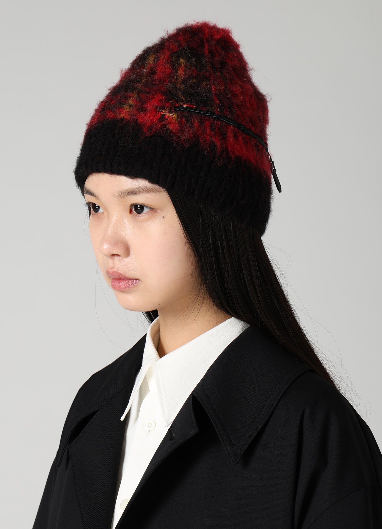 KNIT PLAID ZIP WATCH CAP