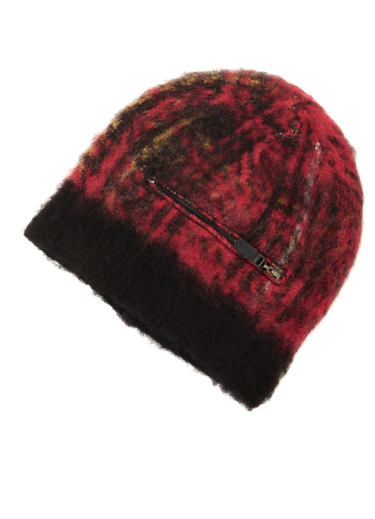 KNIT PLAID ZIP WATCH CAP