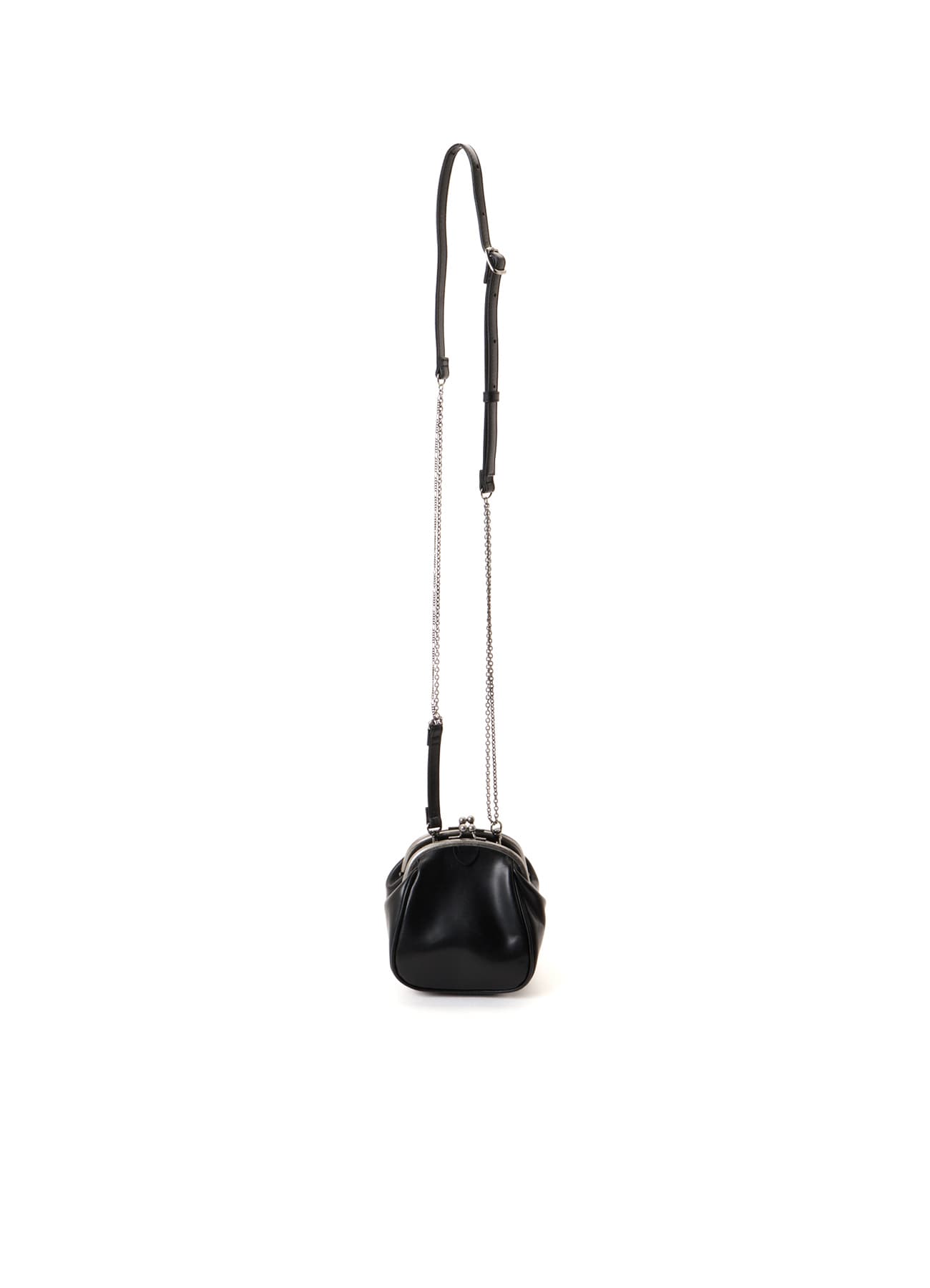 SEMI GLOSS OIL LEATHER DOUBLE-CLASP SHOULDER BAG