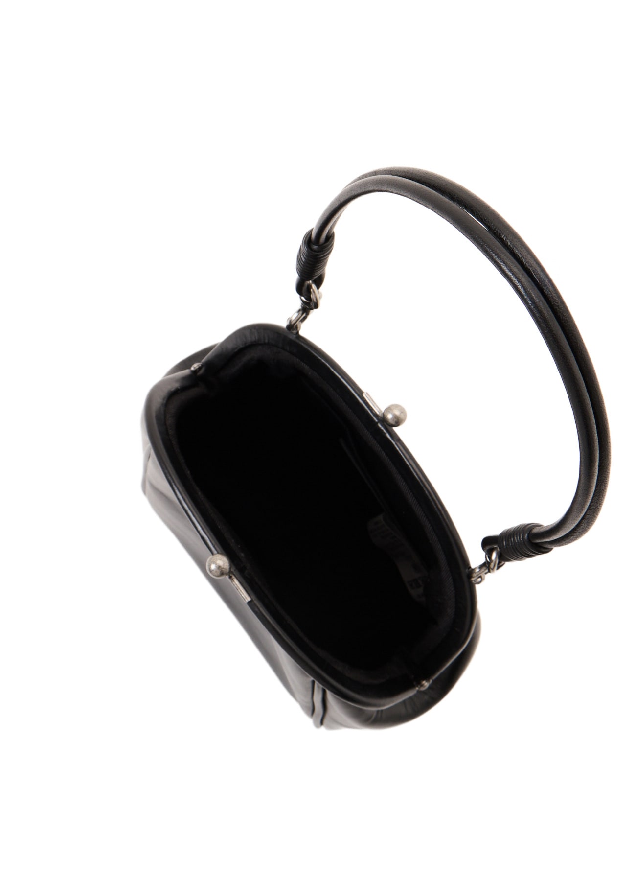 SEMI GLOSS OIL LEATHER CLASP SHOULDER BAG